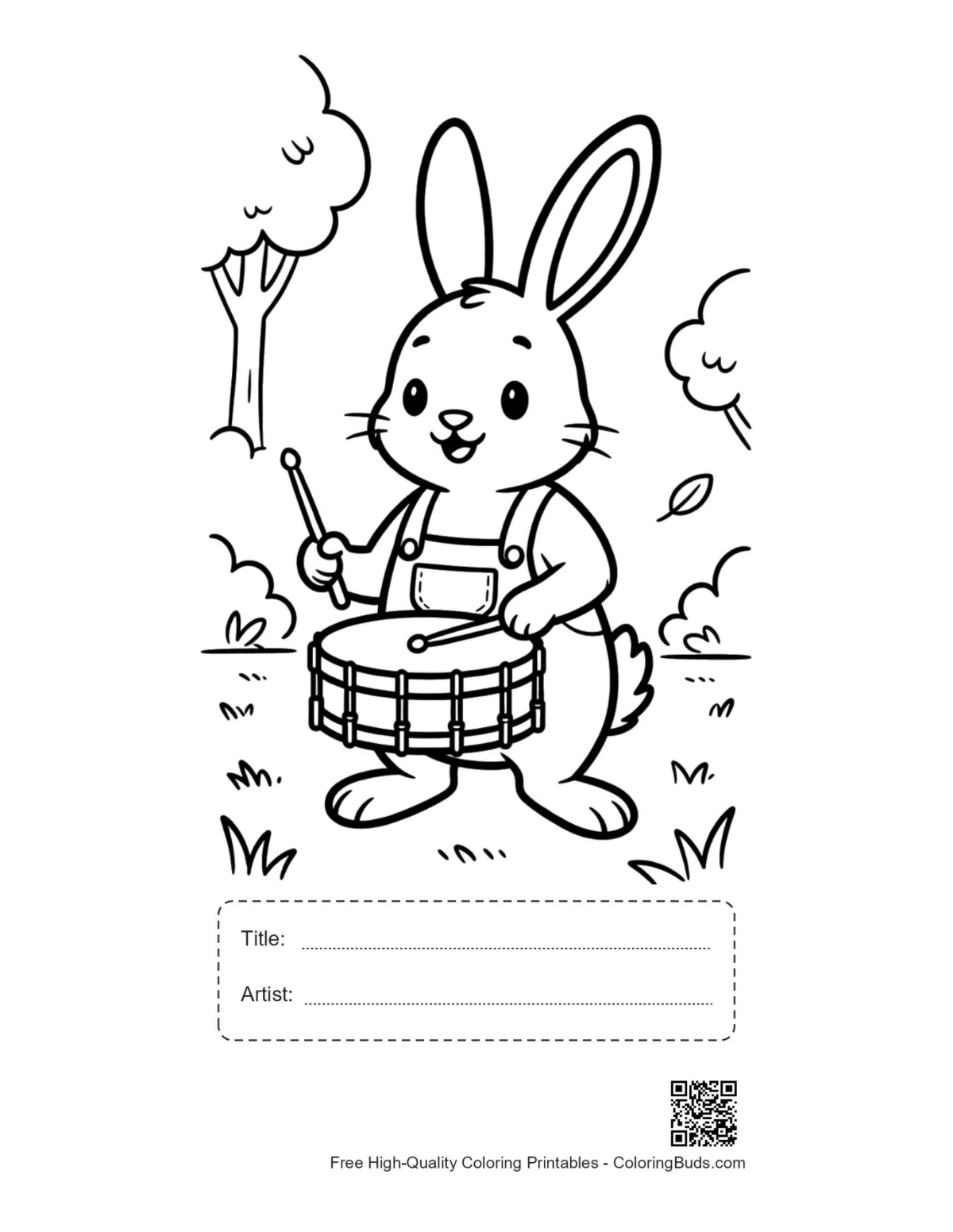 Jackrabbit drumming printable with title artist box