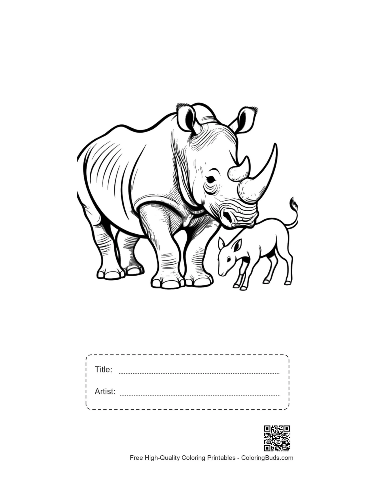 Printable White Rhino sheet with title box