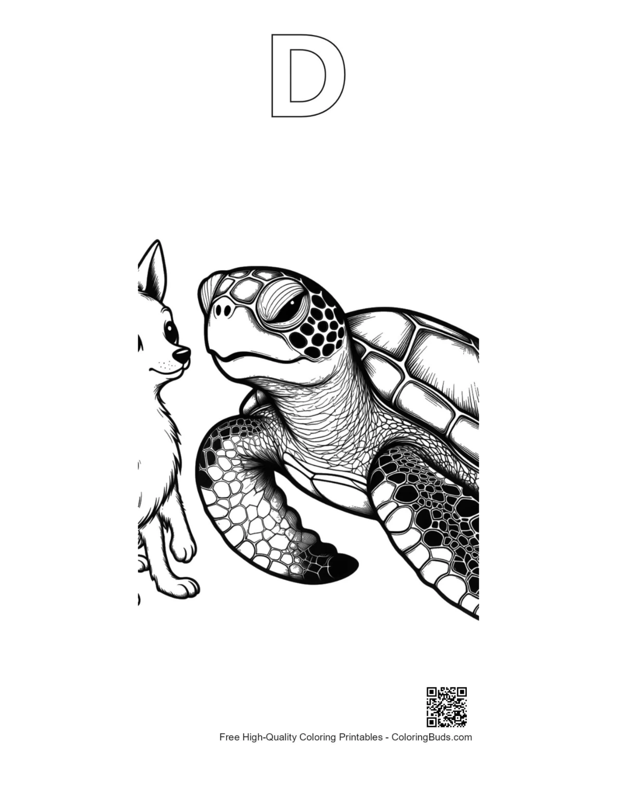 Chihuahua turtle stare-down alphabet D outline