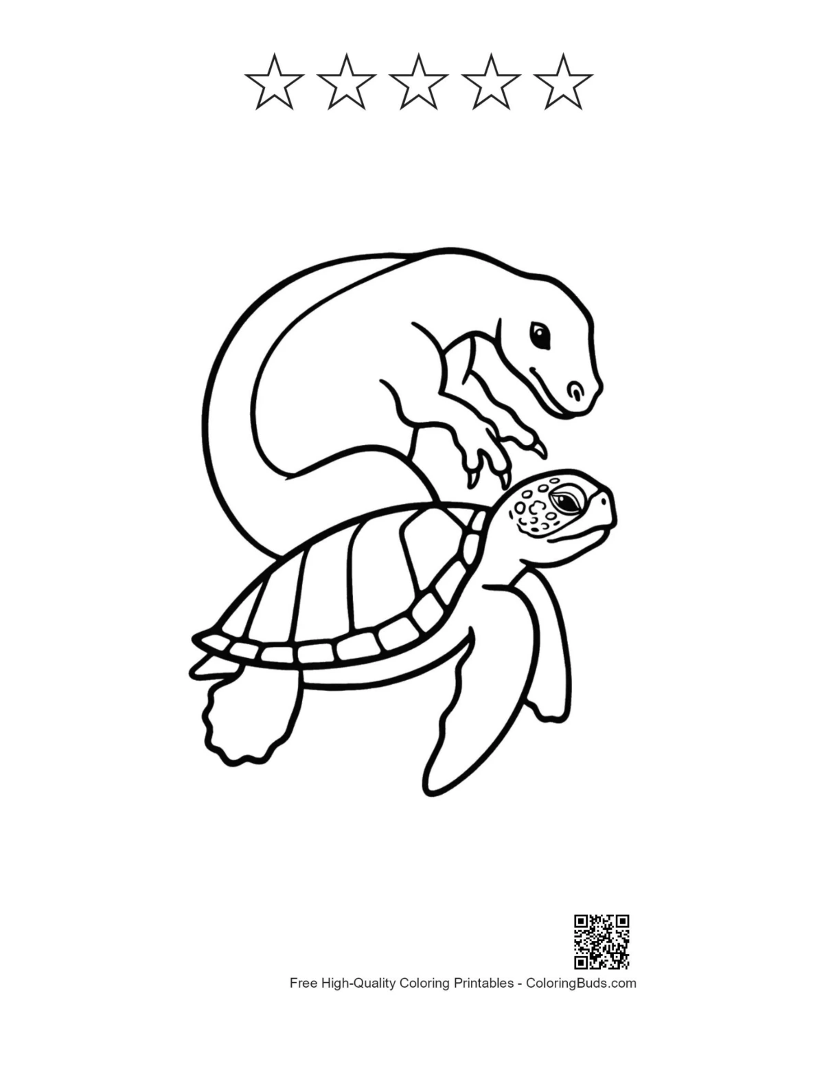 Dino sea turtle printable with star outlines