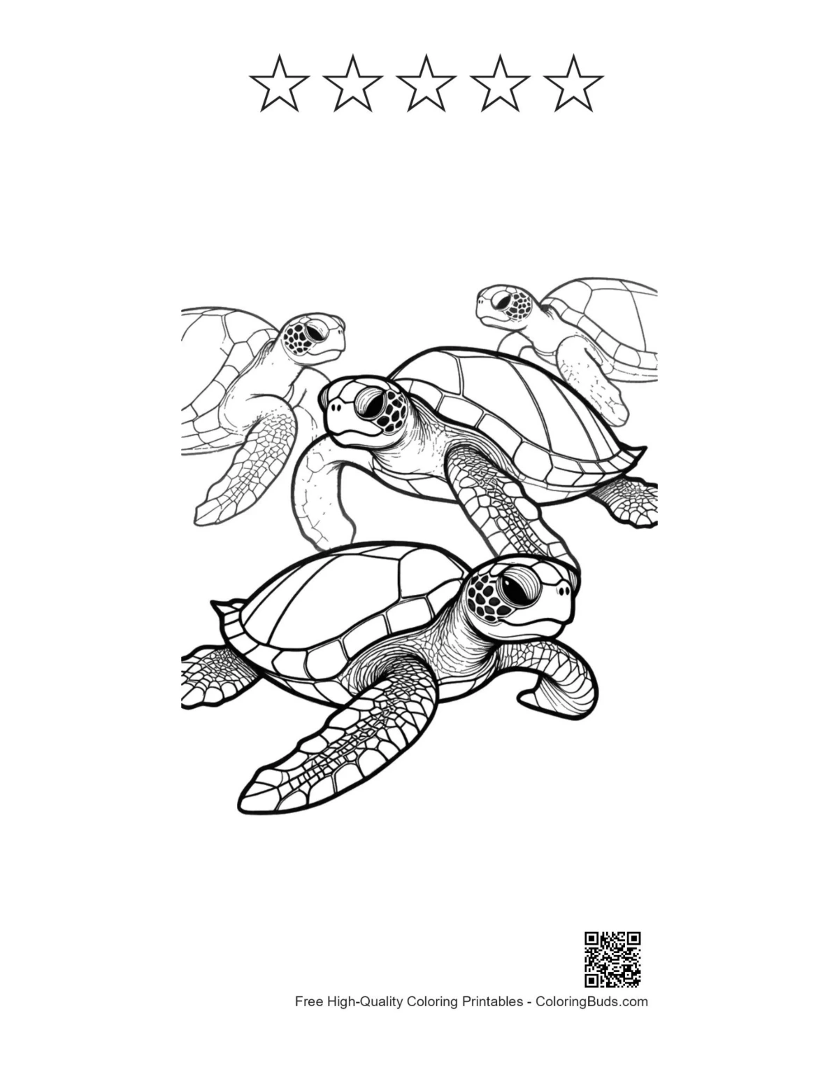 Sea turtles printable with star outlines