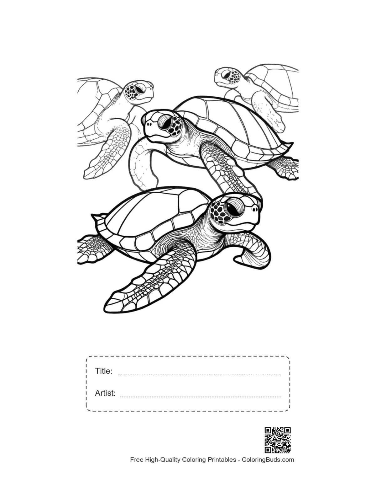 Hatchling sea turtles printable with title box