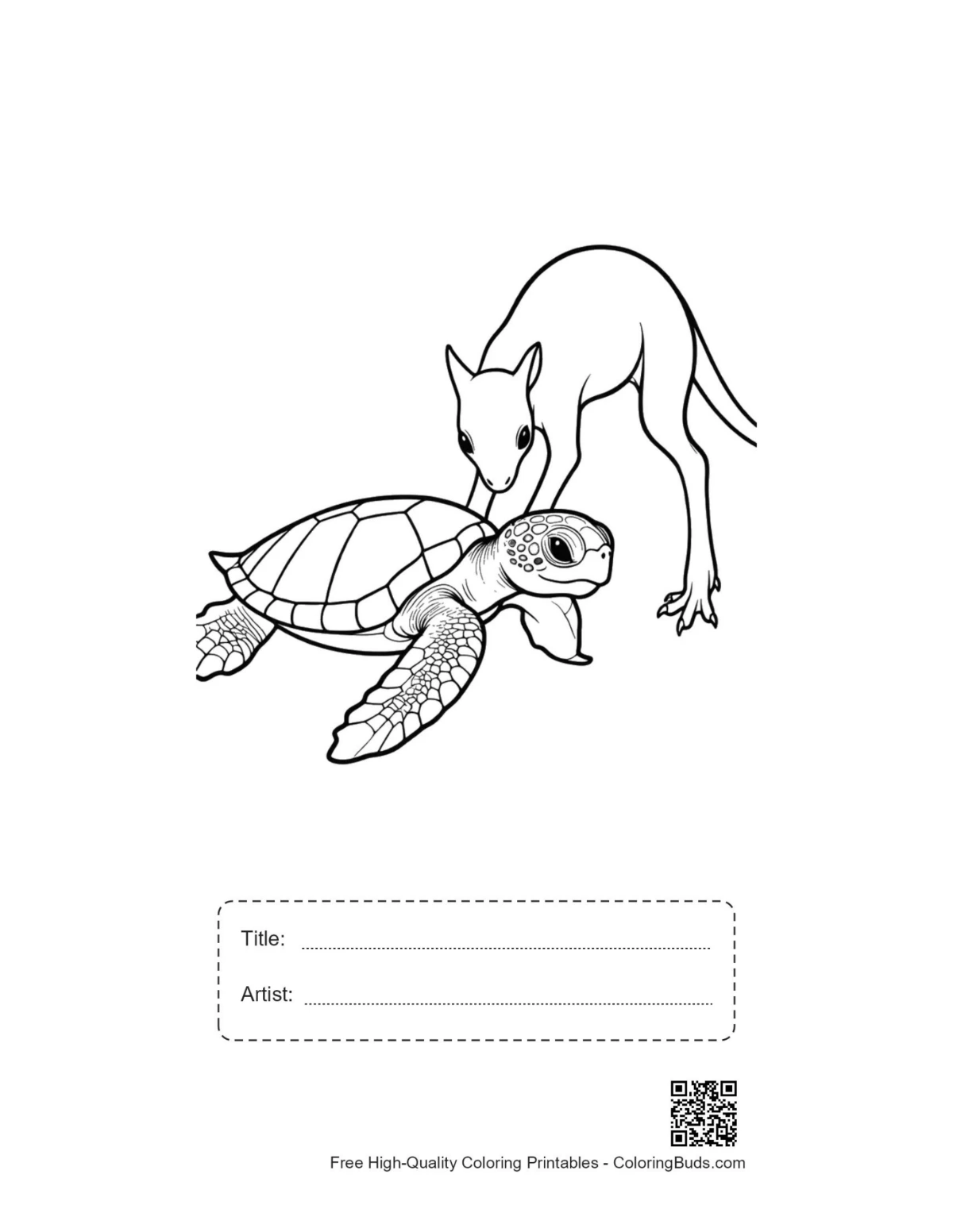 Kangaroo baby sea turtle printable with title space