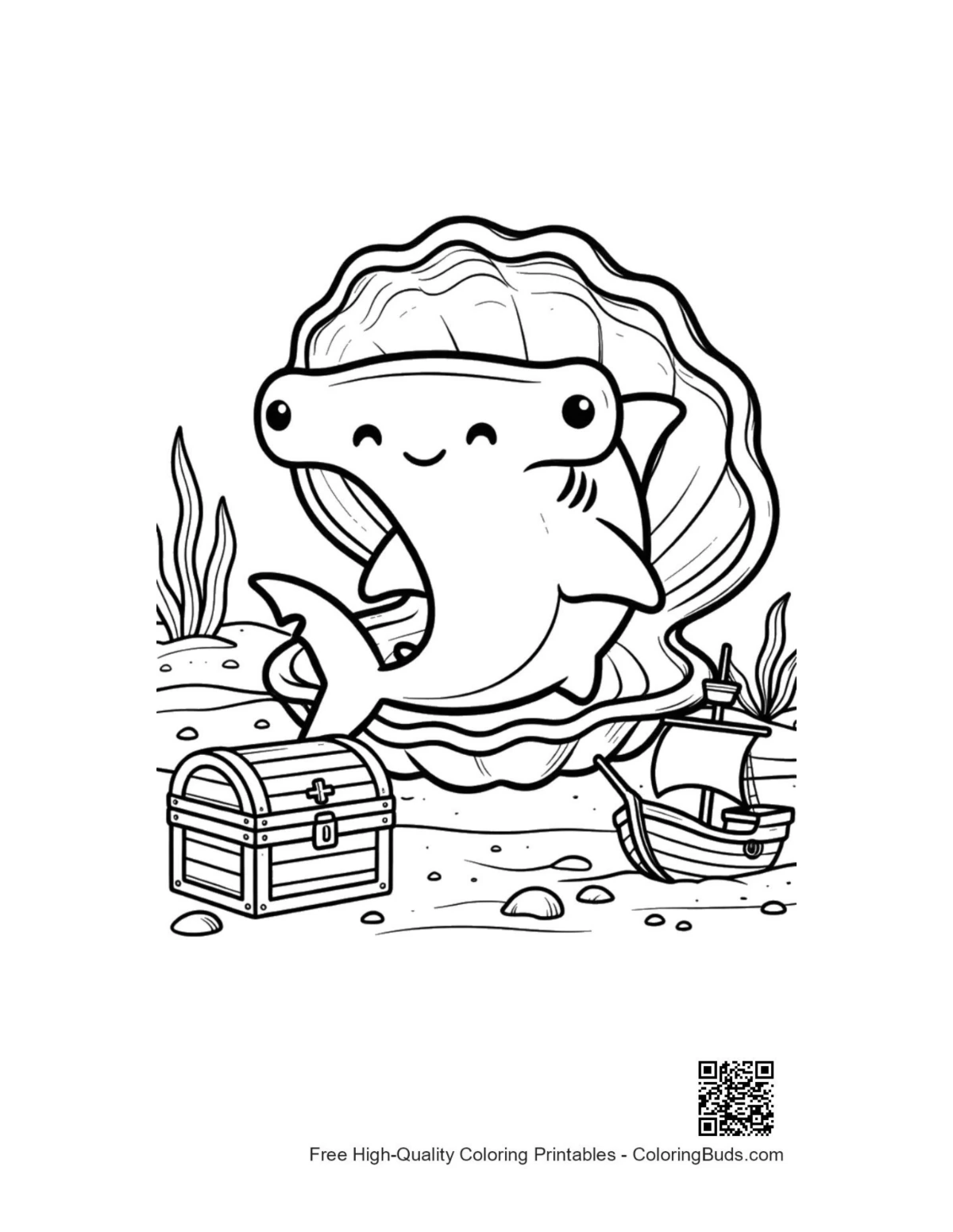 Hammerhead Shark printable coloring page download