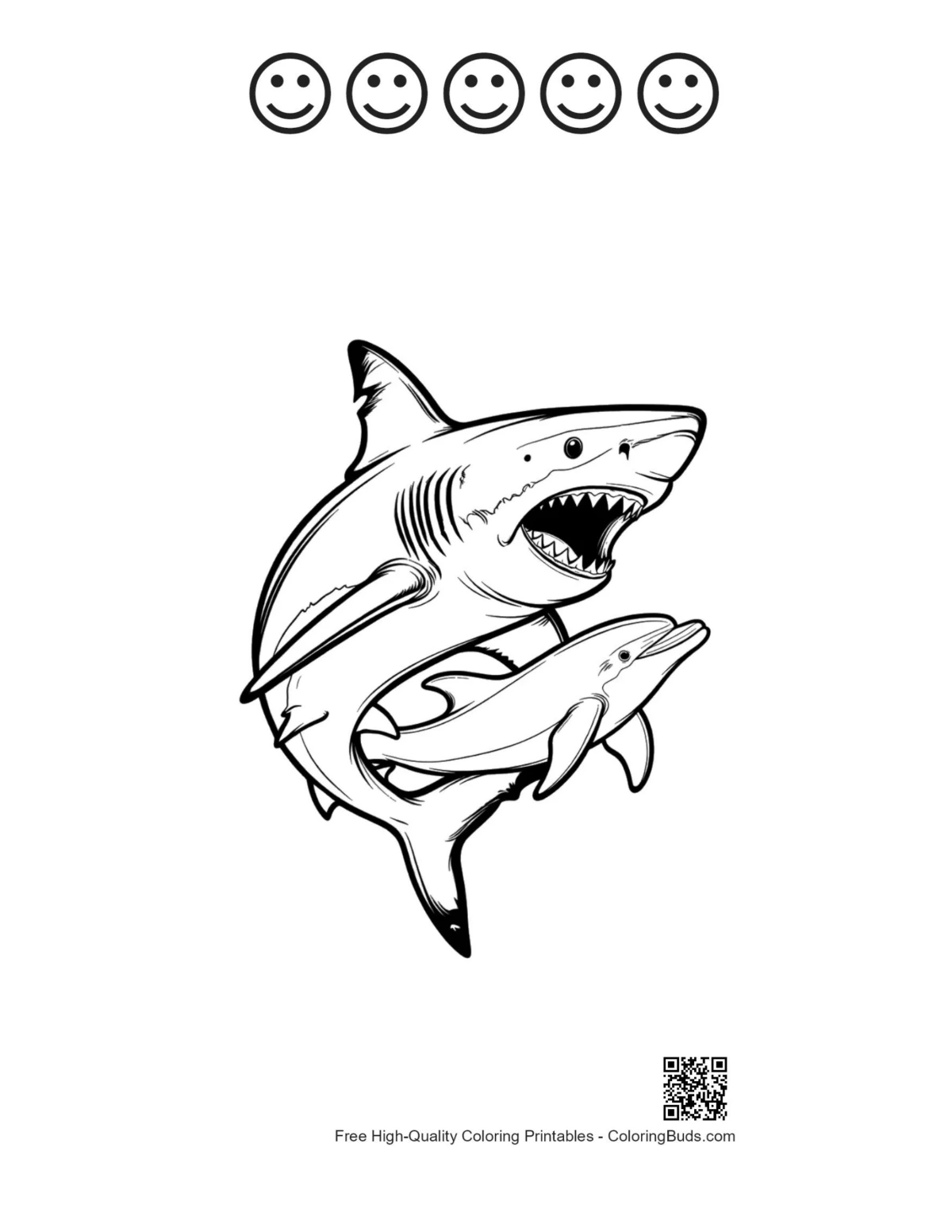 Great white shark printable with happy faces