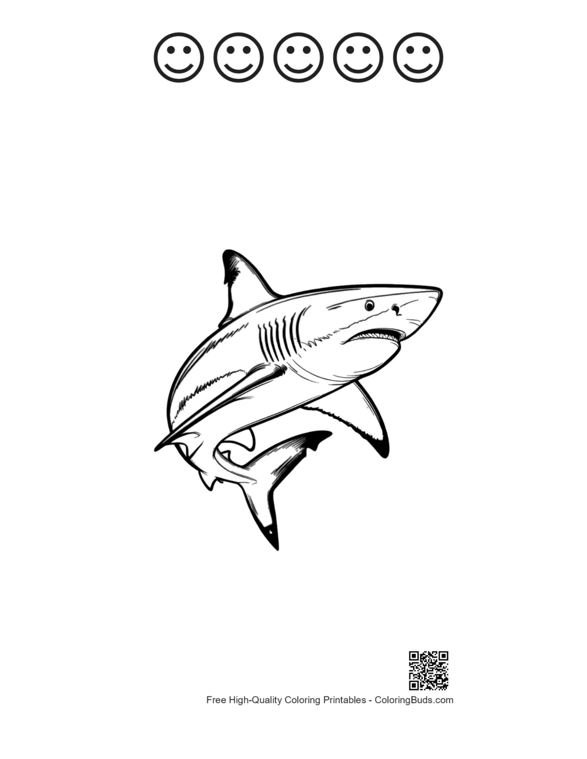 Shark leap printable with happy face outlines