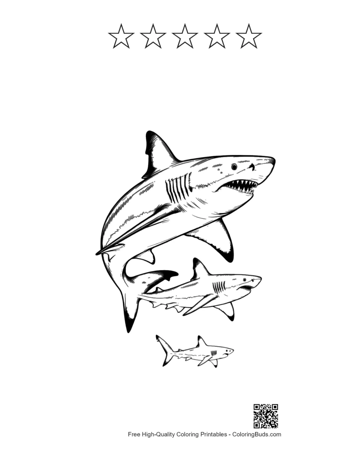 Sharks leaping printable with star outlines