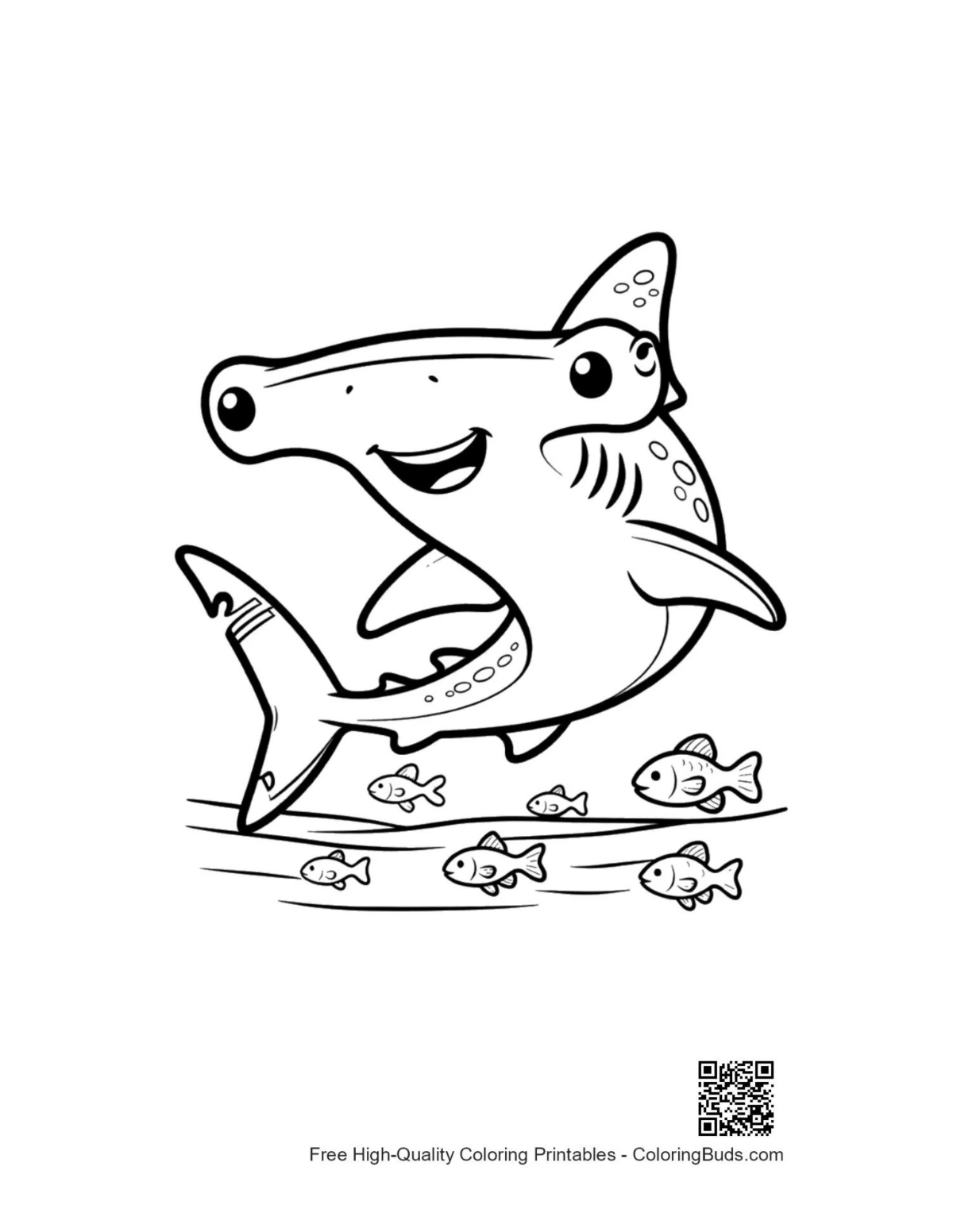 Printable Hammerhead Shark coloring page outline