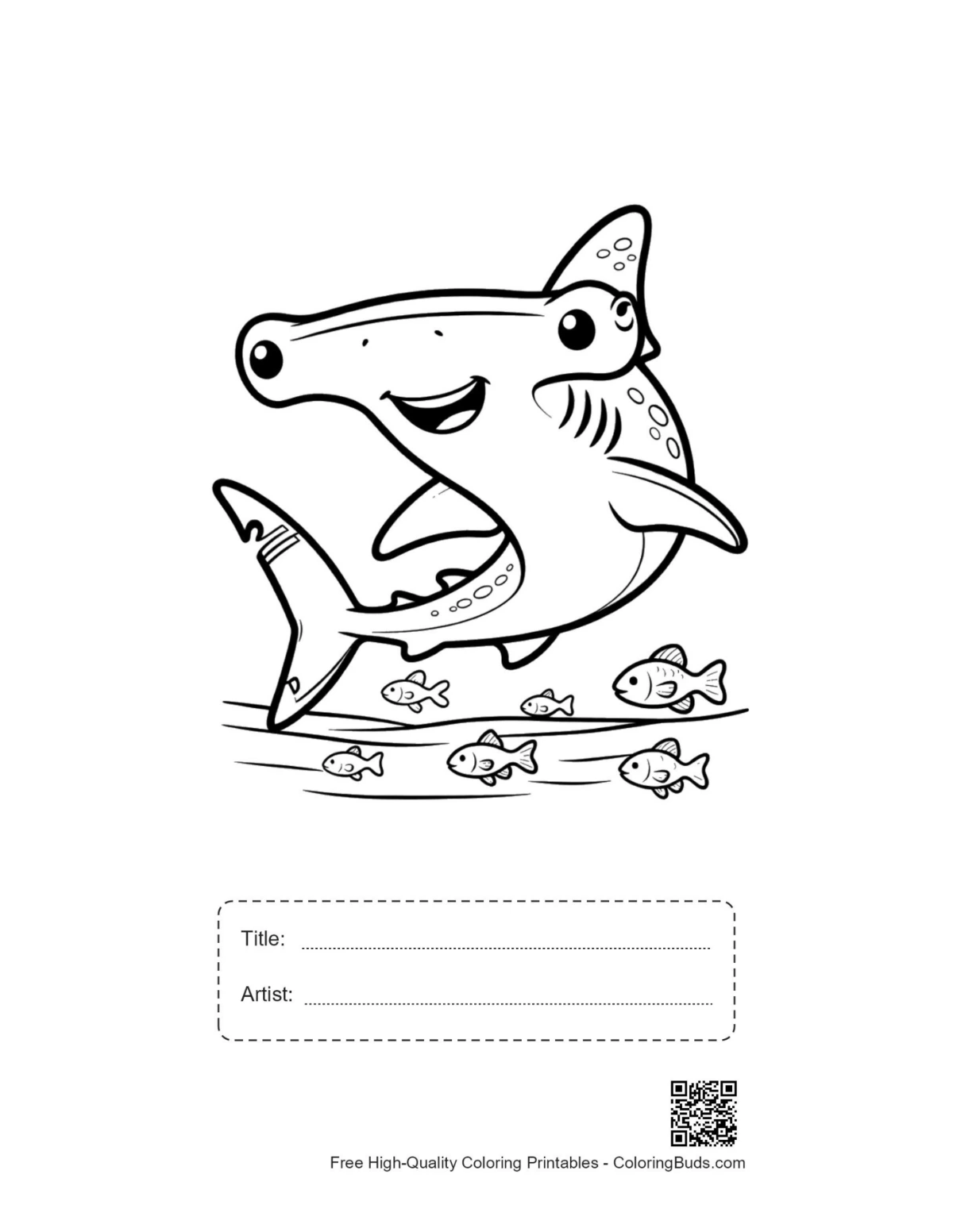 Hammerhead Shark printable with title artist box