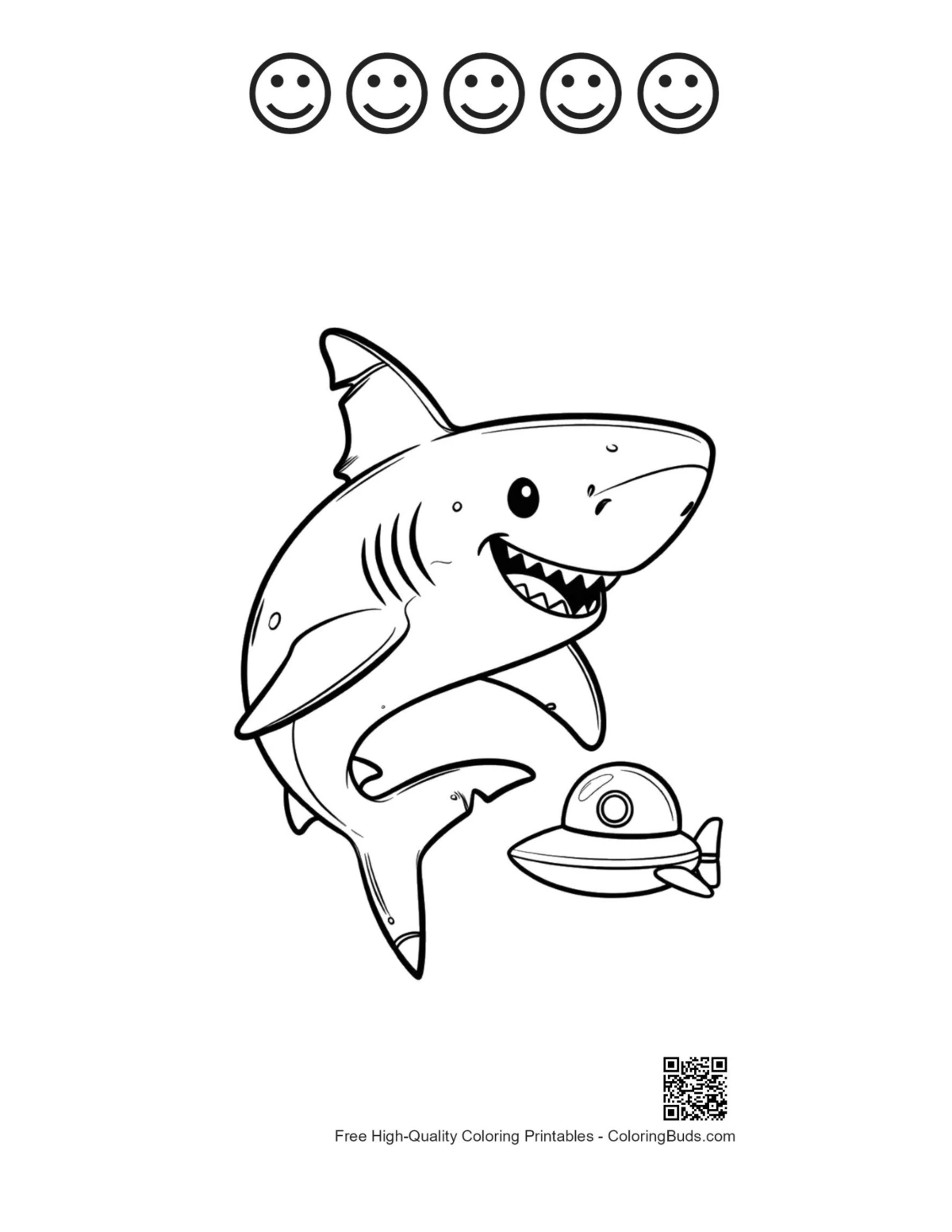Ocean sharks cake with happy faces outlines