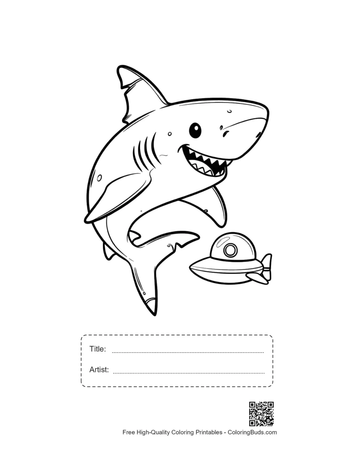 Shark party printable with title artist box