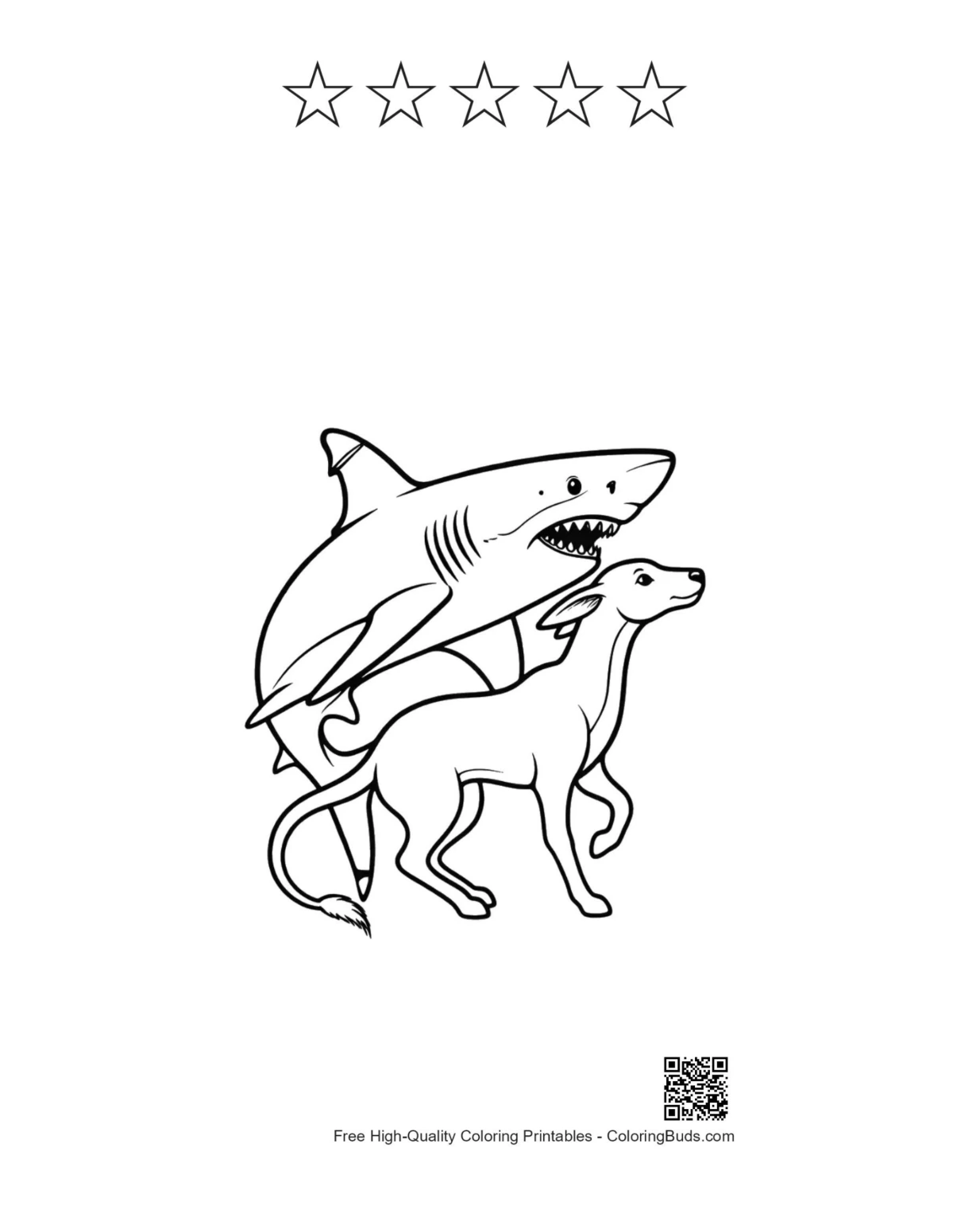 Shark and Whippet printable with 5 star outlines