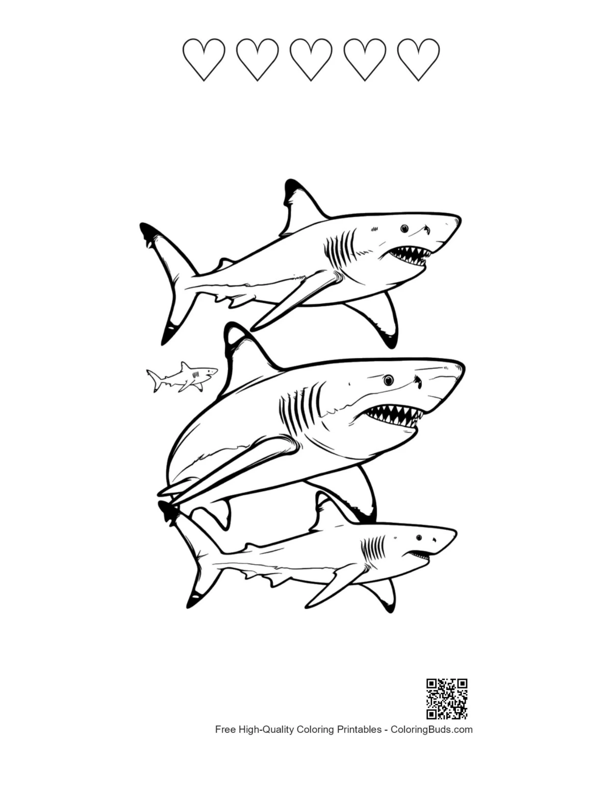 Great white sharks heart outlines pack