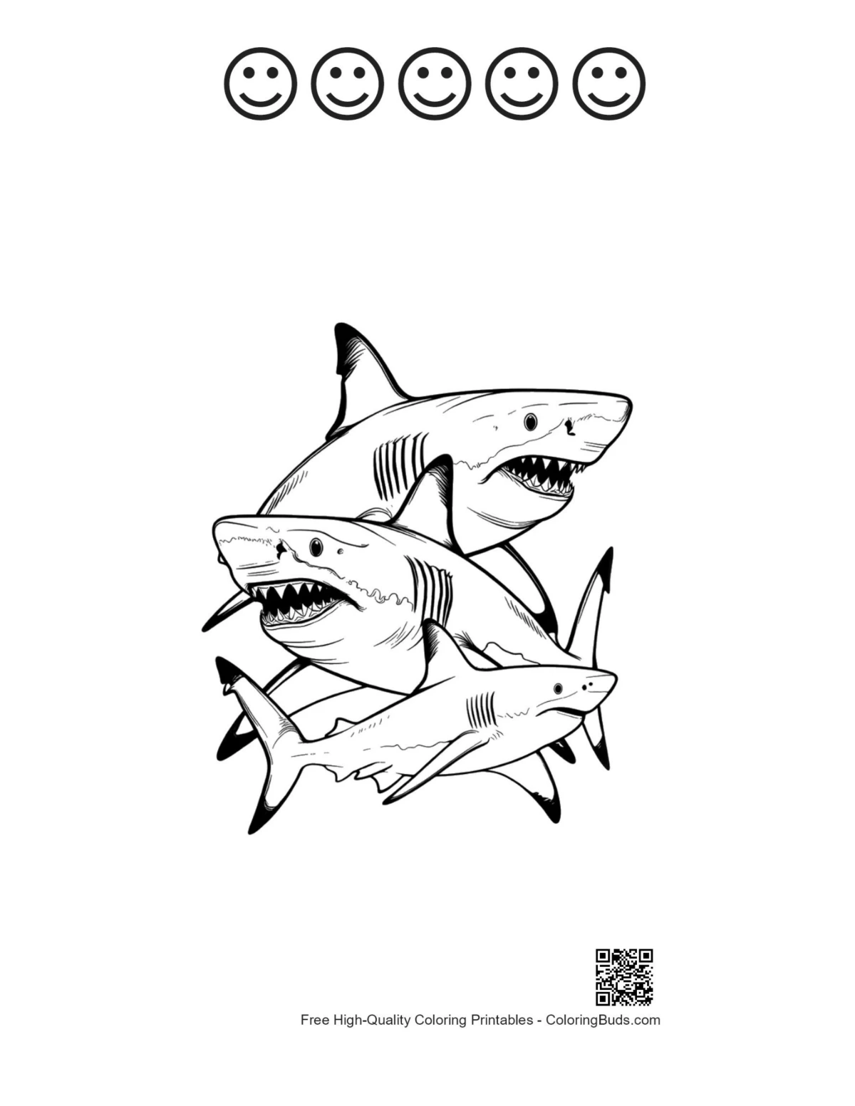 Sharks stack with happy faces outlines