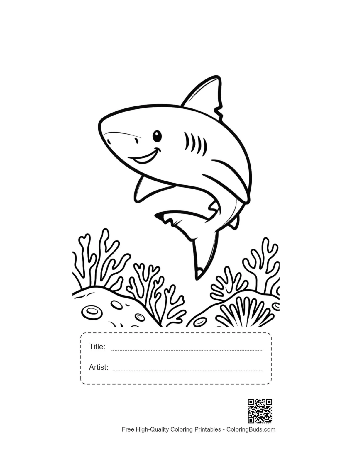 Great White Shark party printable with title box