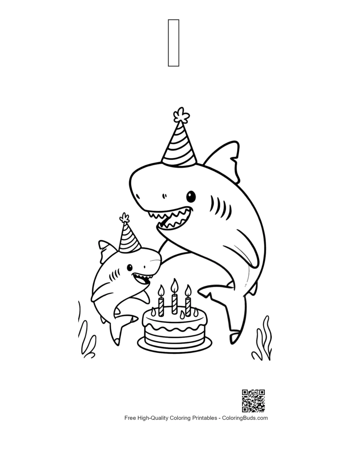 Sharks cake printable with alphabet I outline Great White