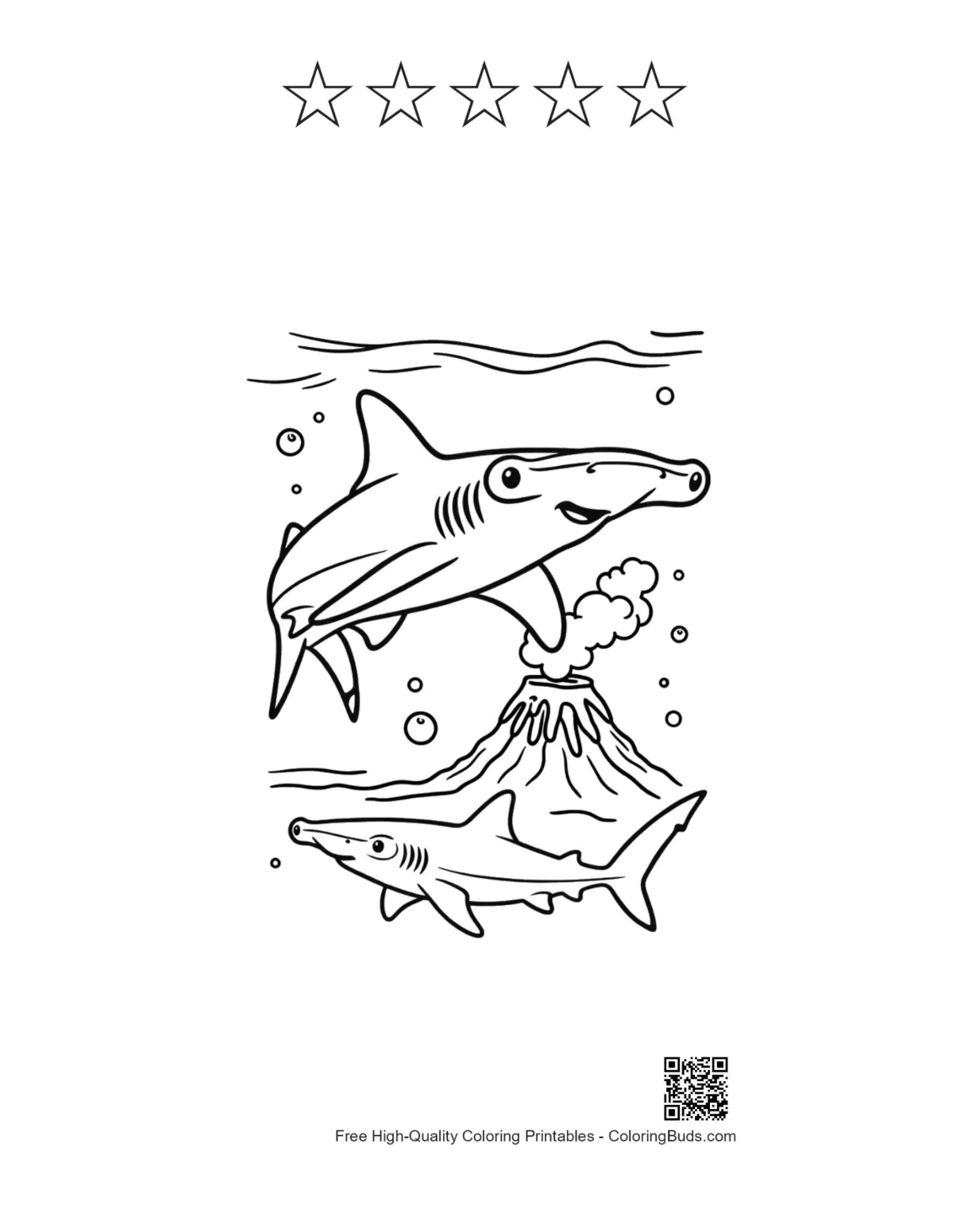 Hammerhead sharks racing vents with 5 star outline printable