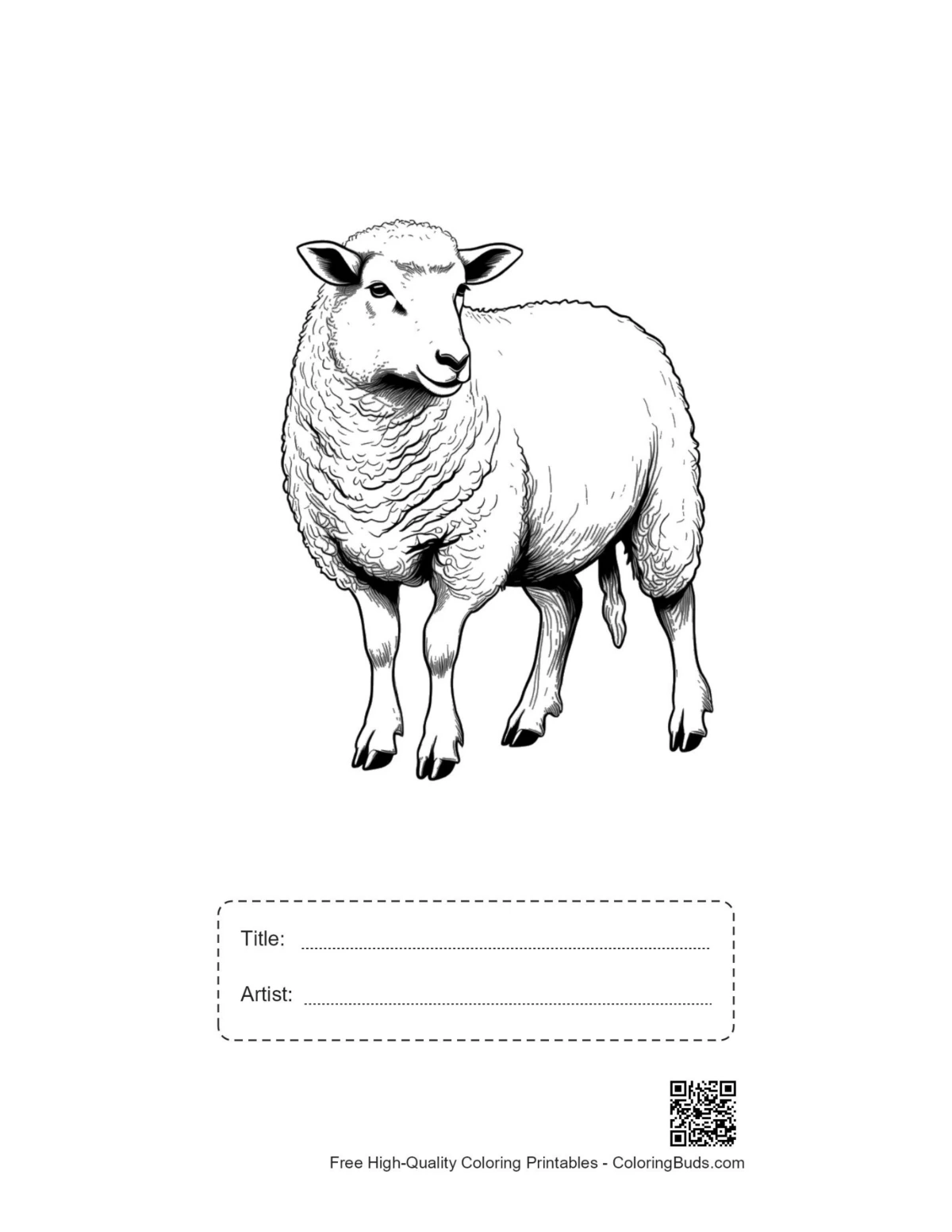 Printable fluffy woolly sheep with title box