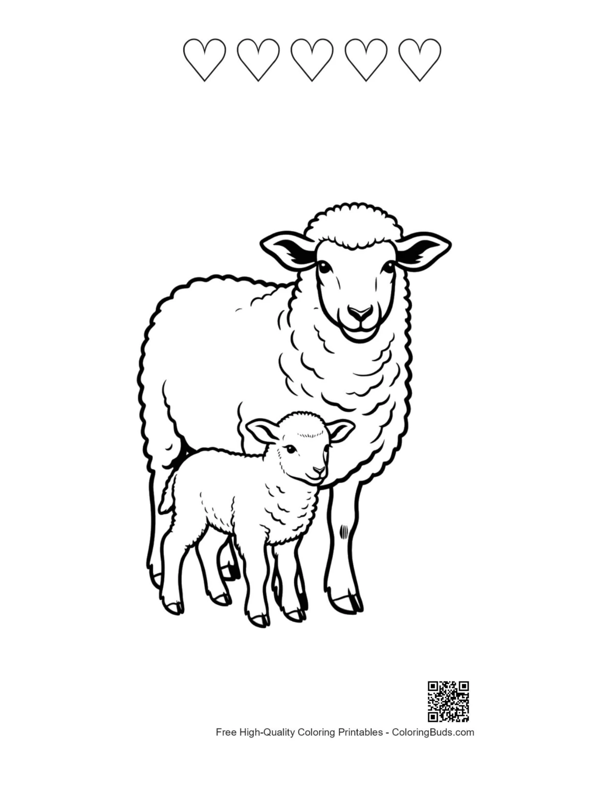 Heart outline Mother Sheep printable