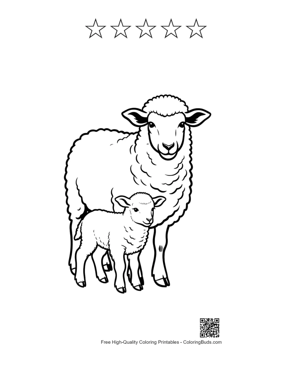 Sheep printable with star outlines