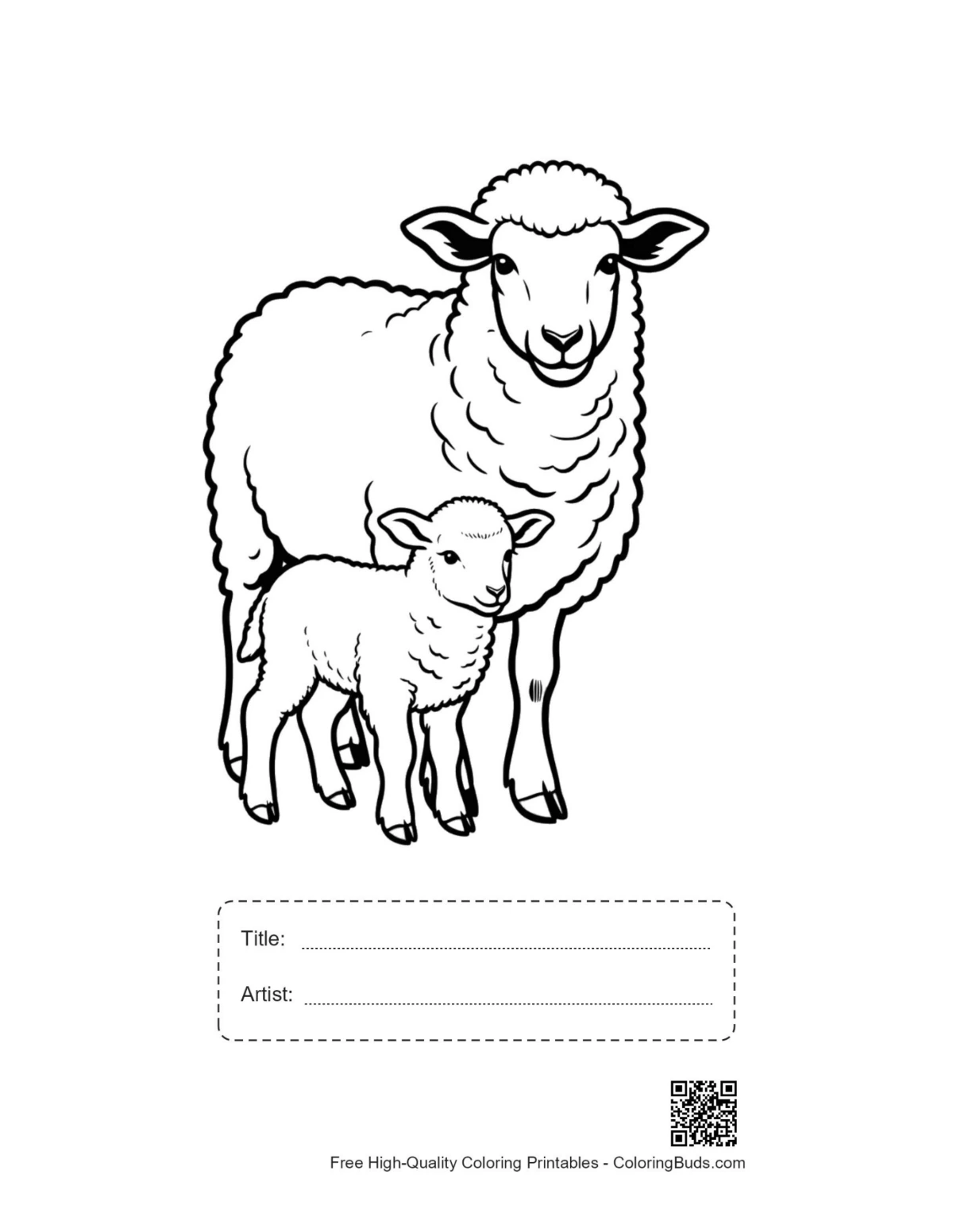Printable Woolly Sheep with title box