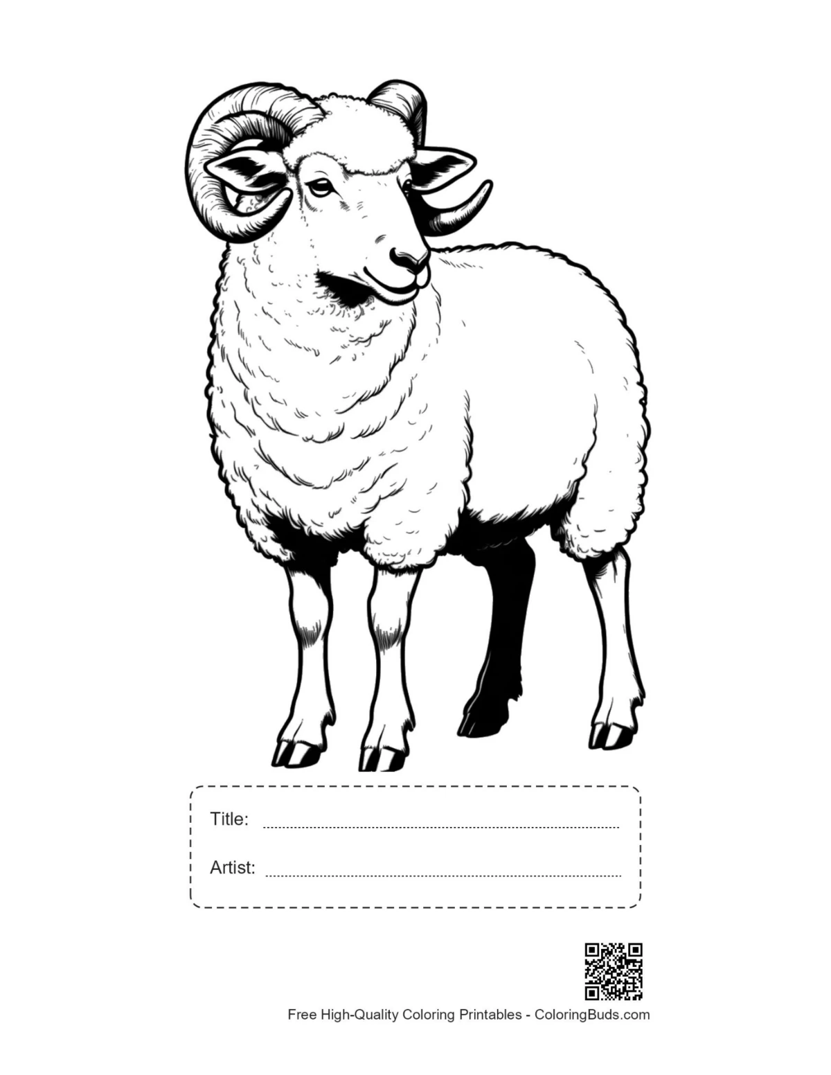 Printable woolly ram with title box