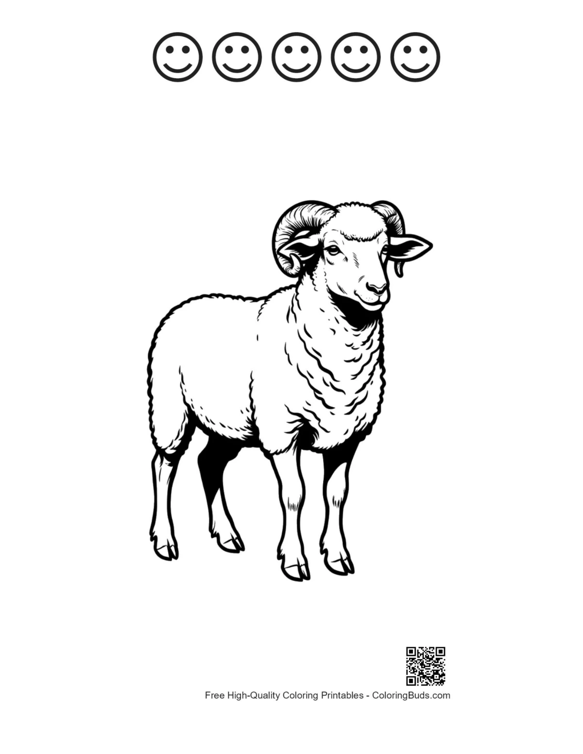 Proud ram with happy faces printable