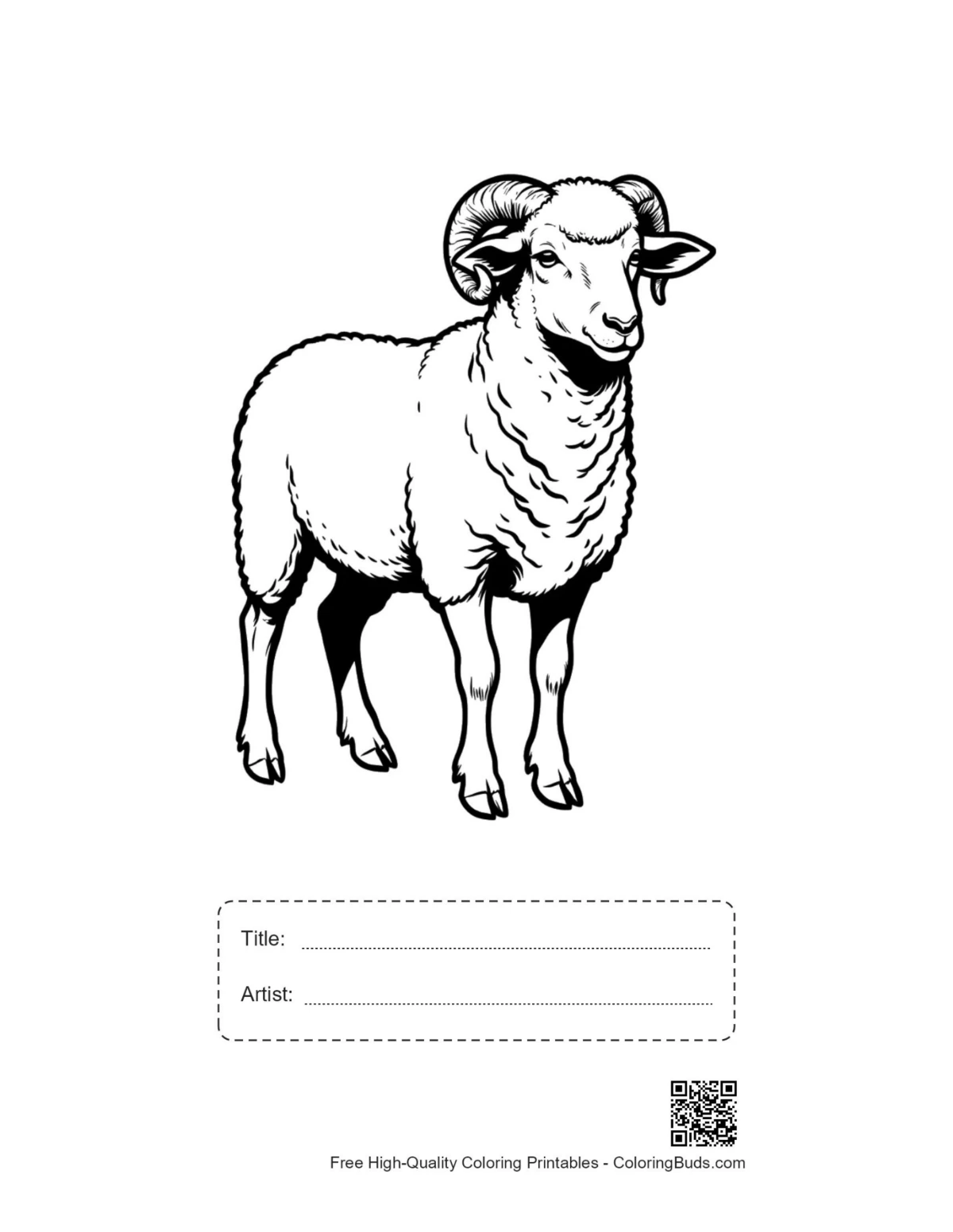 Printable woolly ram with title box