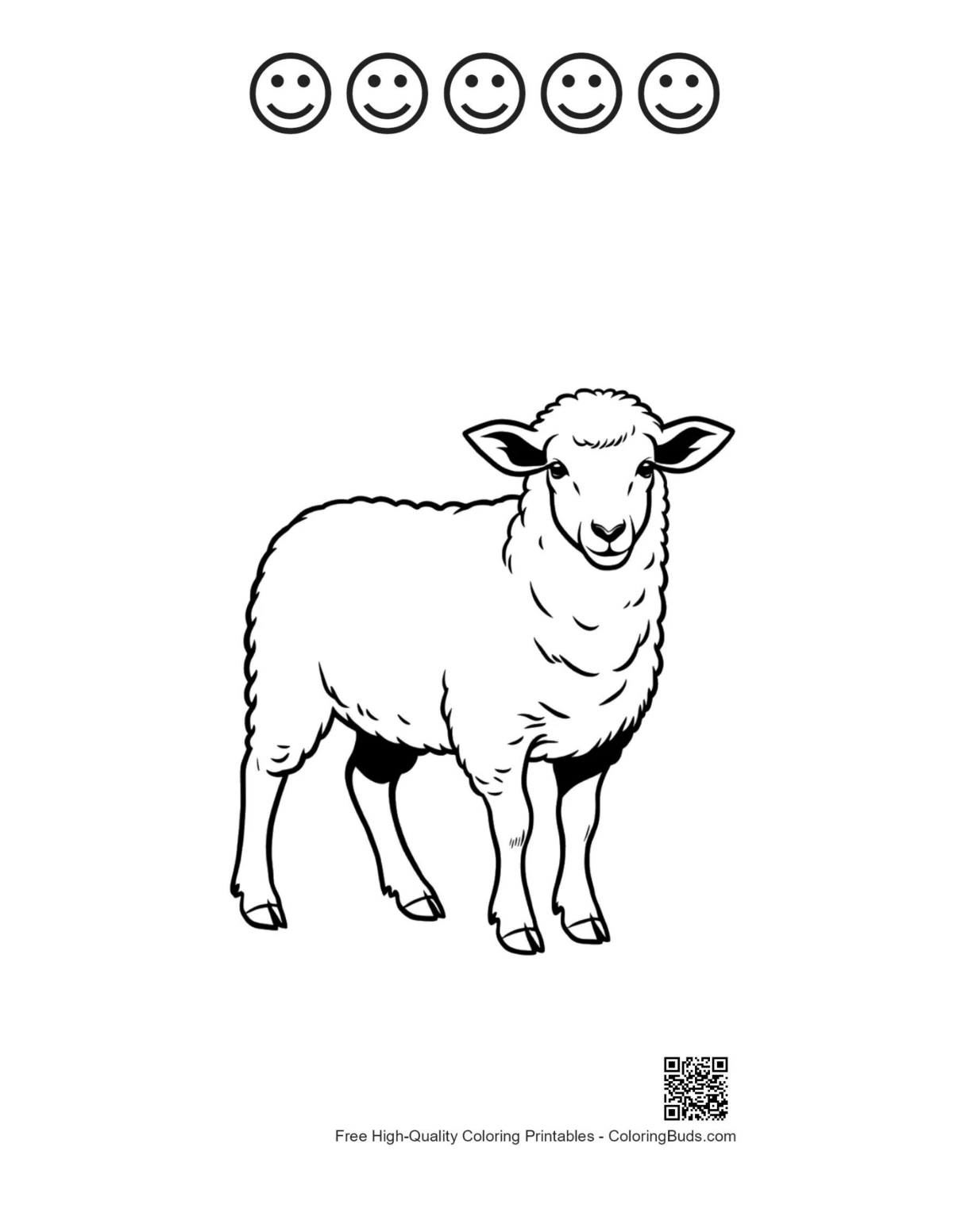 Cute Woolly Sheep happy faces printable