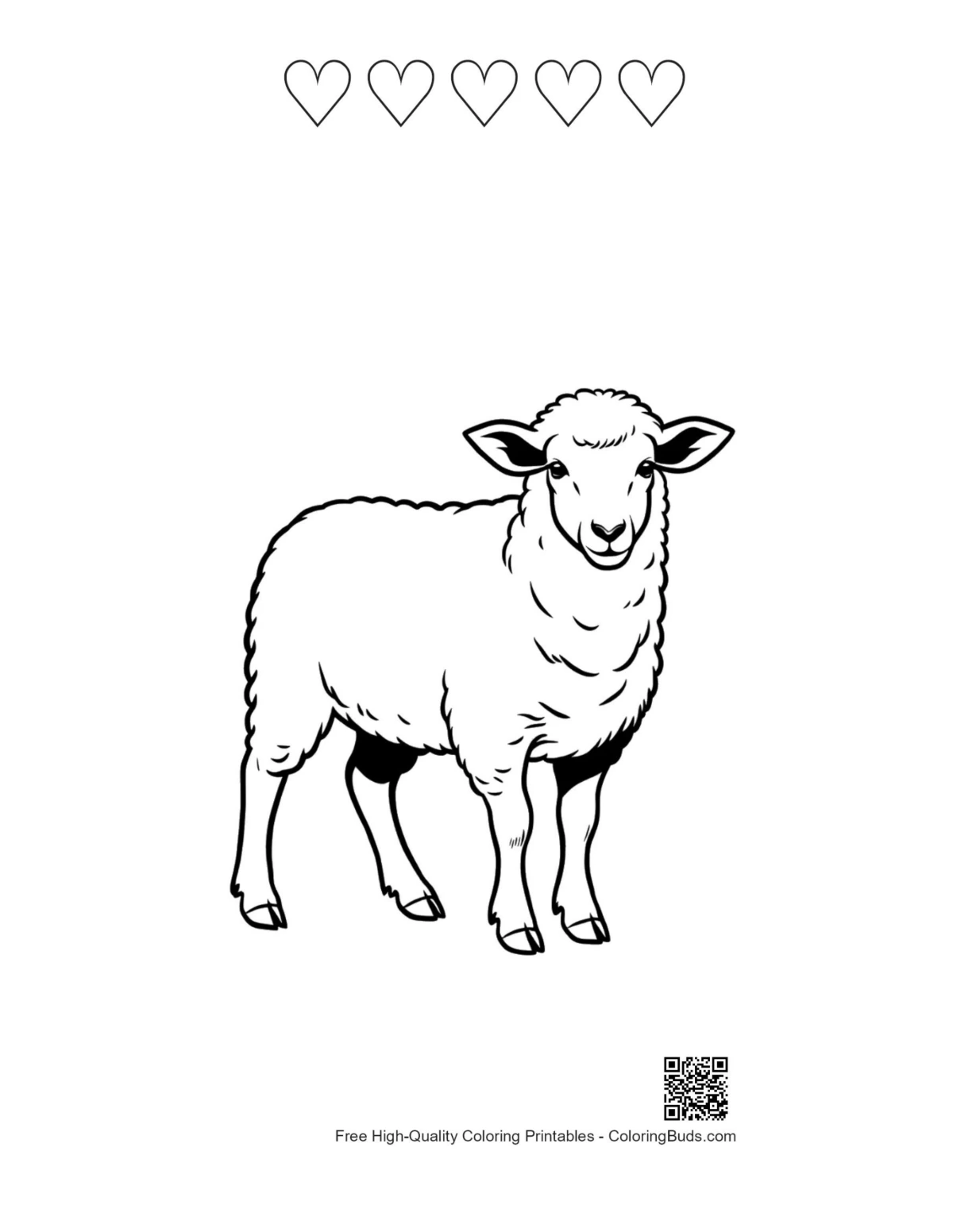 Woolly Sheep hearts printable sheet