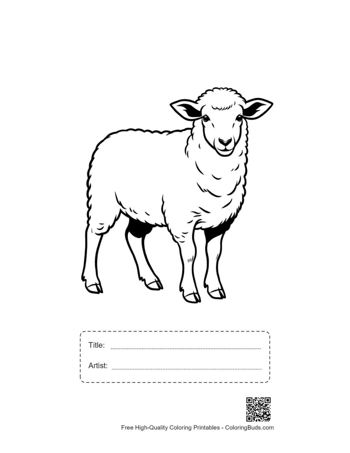 Printable Woolly Sheep with title box