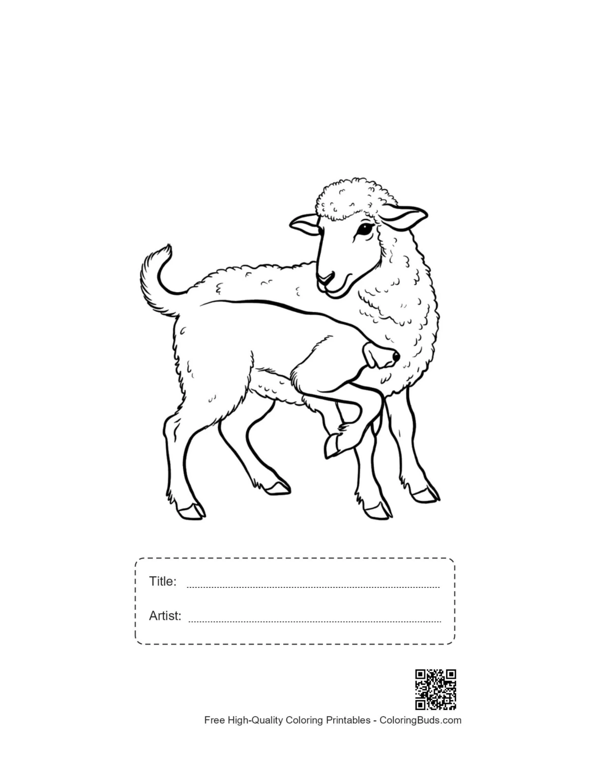 Printable woolly sheep with title box