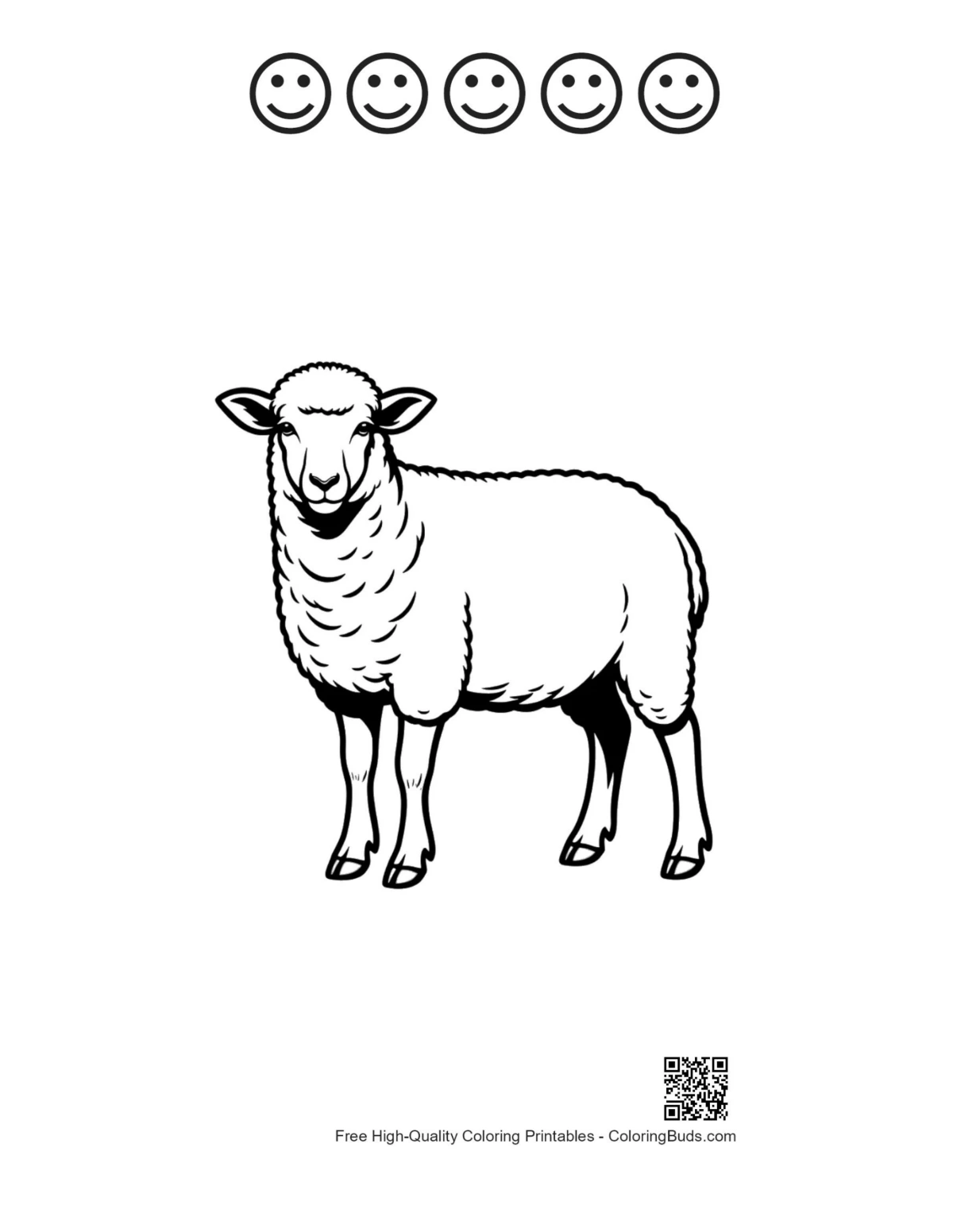 Woolly Sheep printable with happy faces