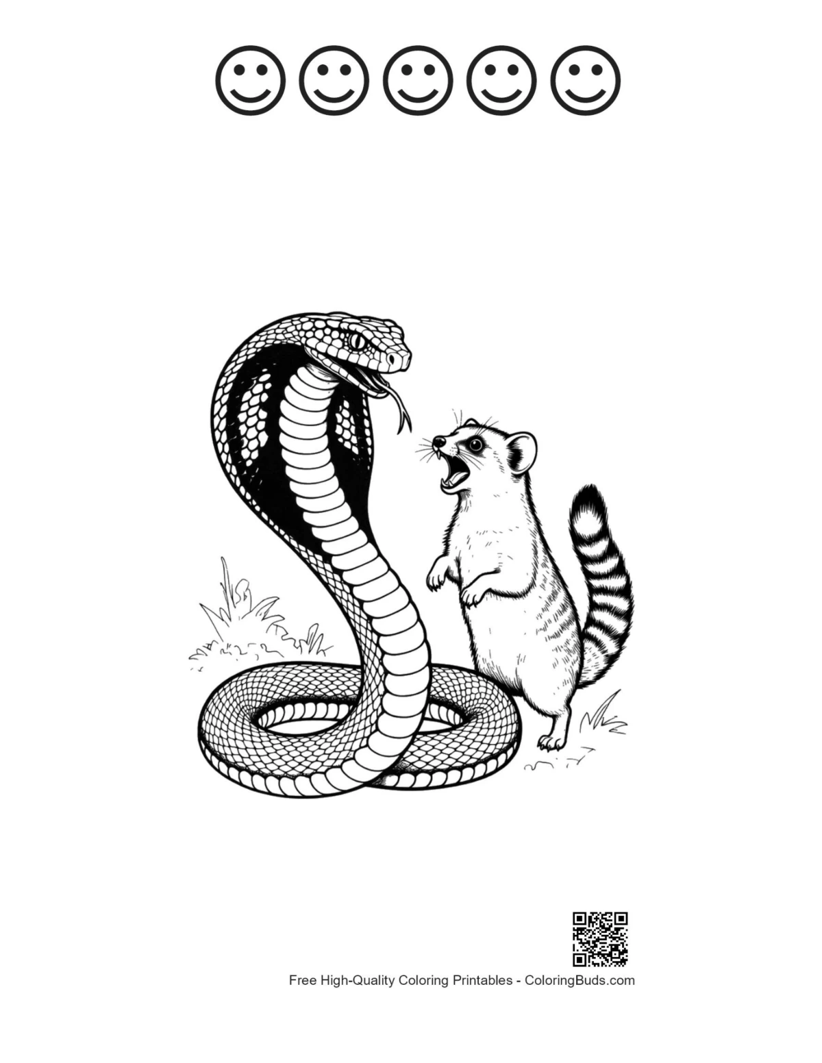 Printable cobra mongoose 5 happy faces