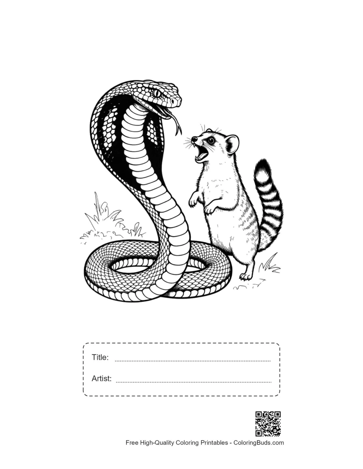 Printable cobra mongoose with title box