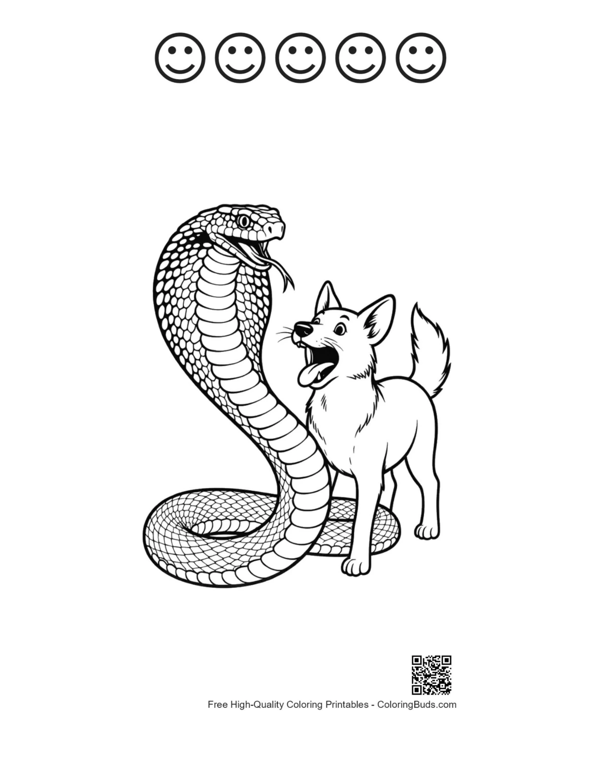 Printable cobra vs dog with happy faces