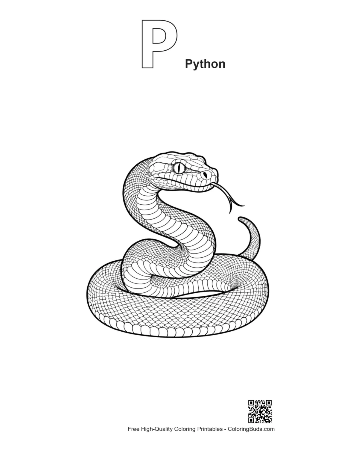 Kierretty Python-hahmotelma P-kirjaimella