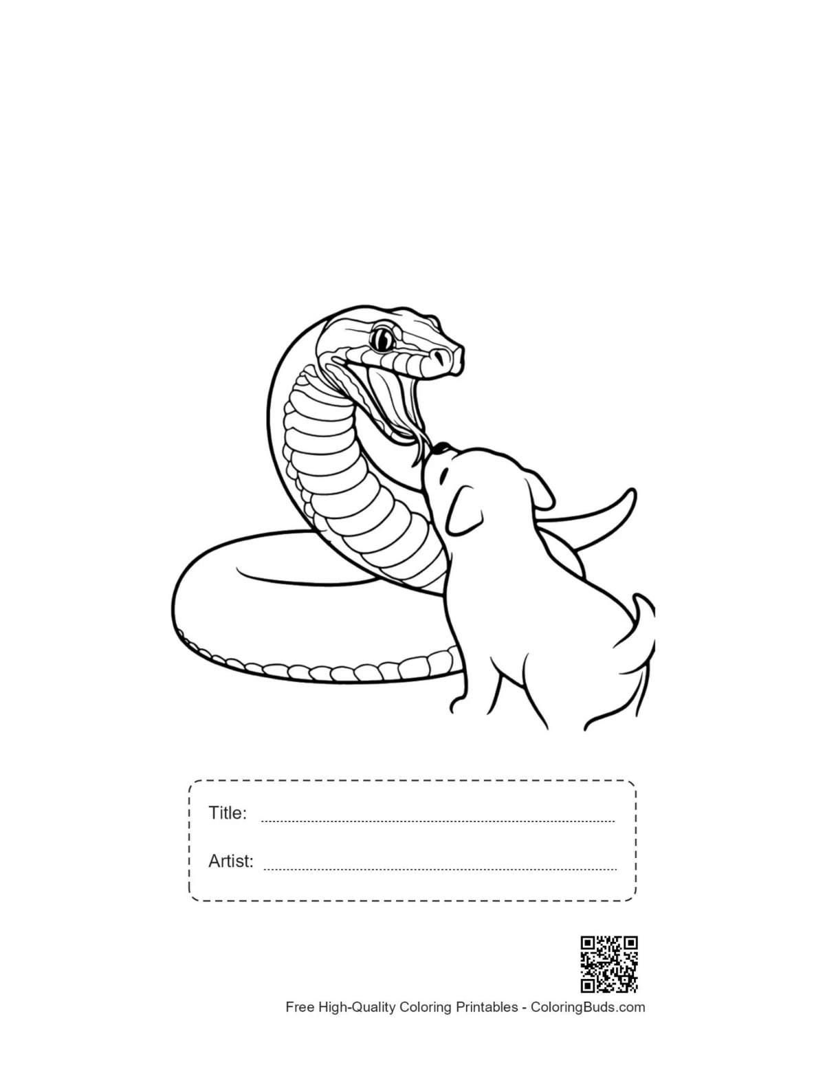 Printable Python coloring page with title box