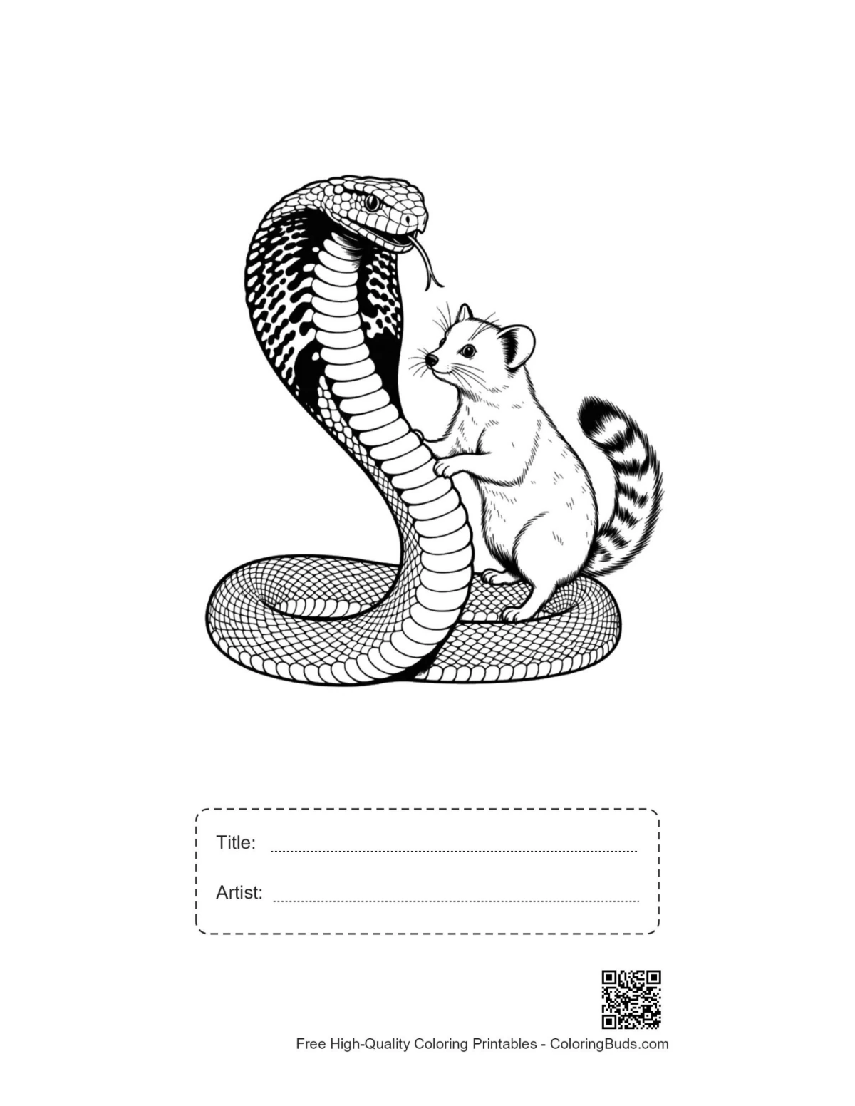 Printable cobra gerbil embrace with title artist box outline