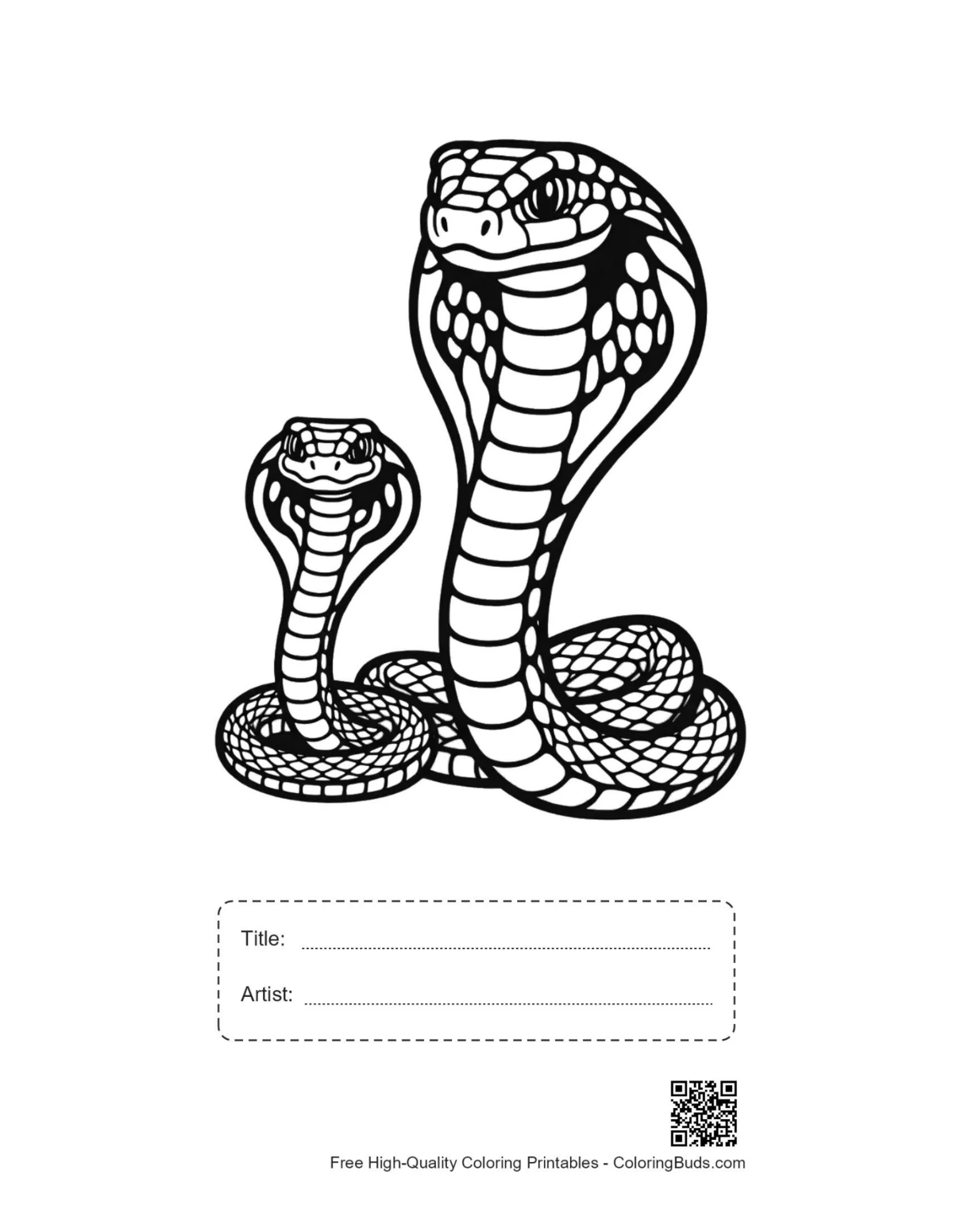 Printable mother cobra and baby cobra with title space