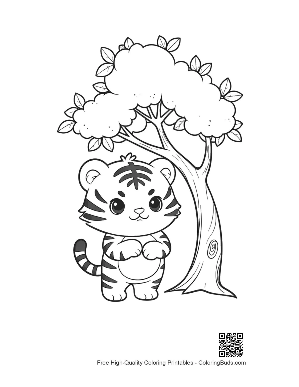Printable Bengal tiger coloring page outline
