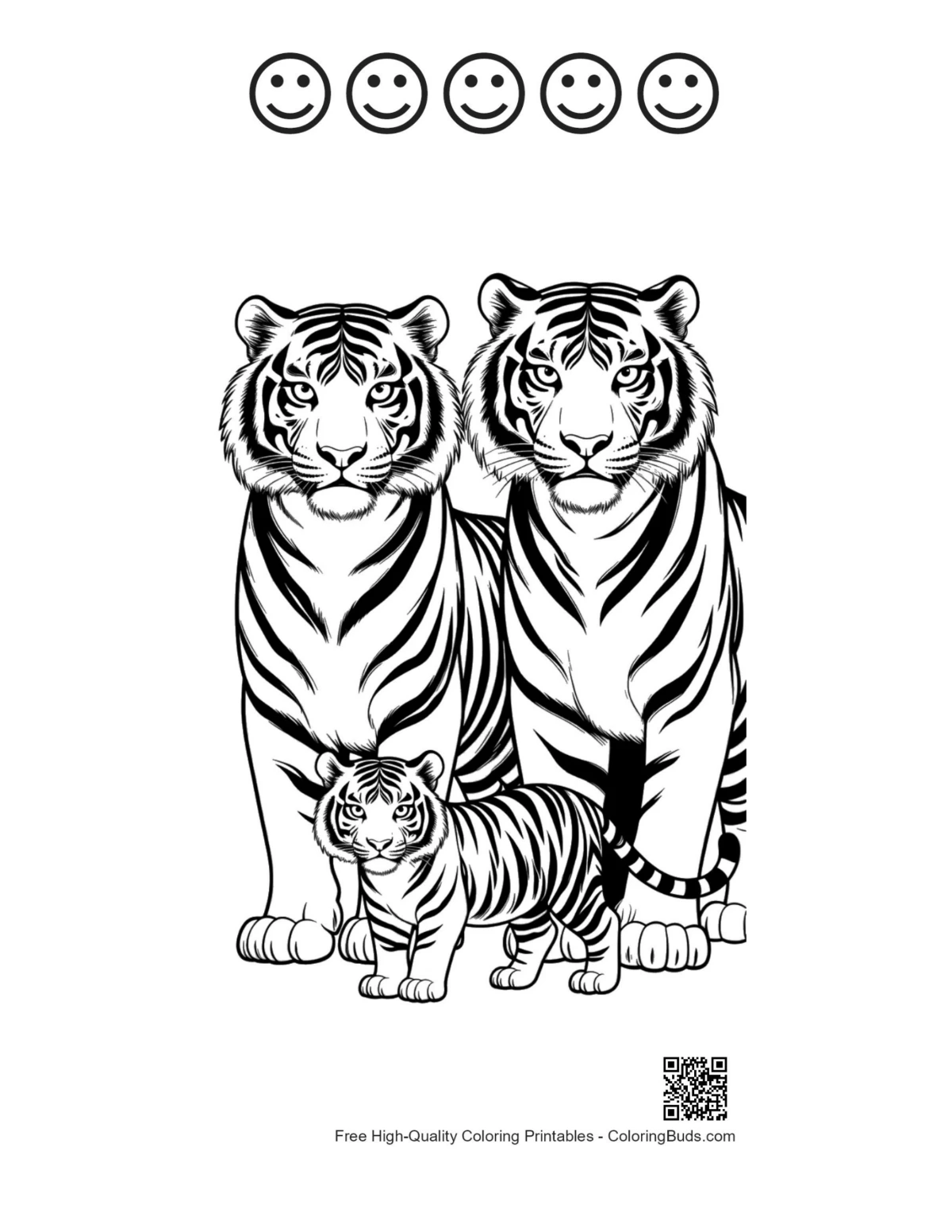 Bengal tiger family with happy faces