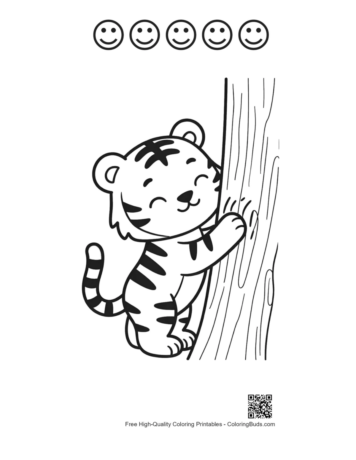 Bengal tiger with happy faces printable