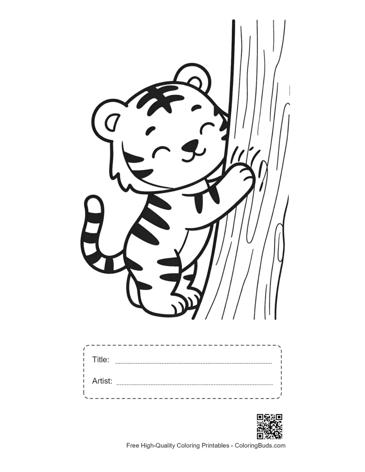 Bengal tiger printable with title box