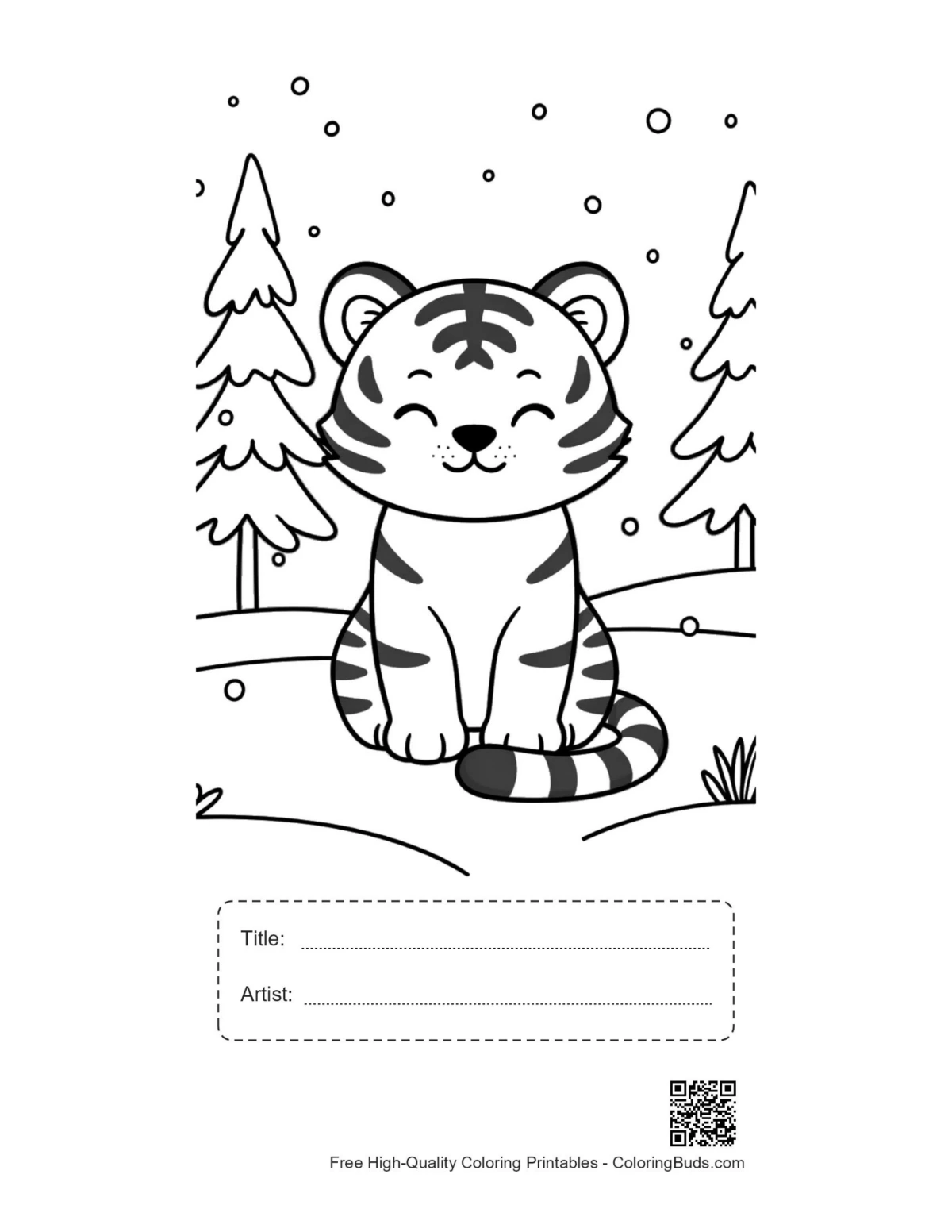 Easy Bengal tiger printable with title box