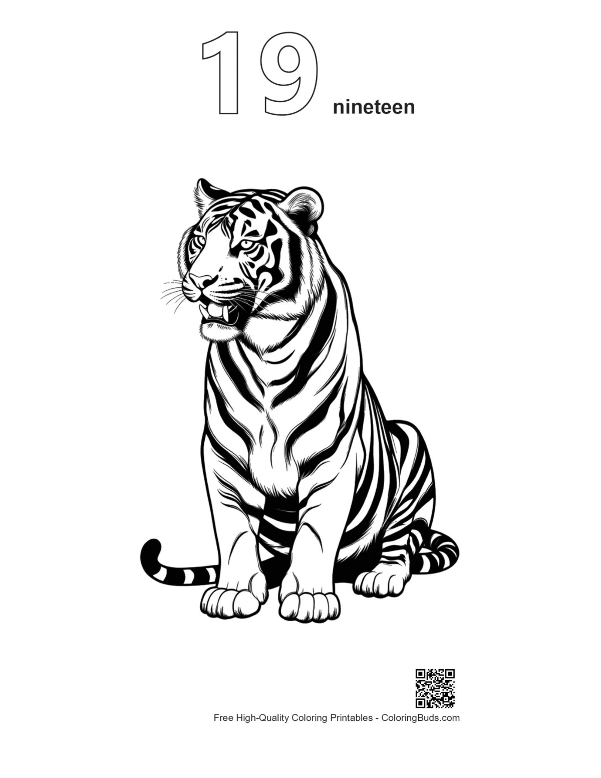 Bengal tiger outline printable #19 roaring
