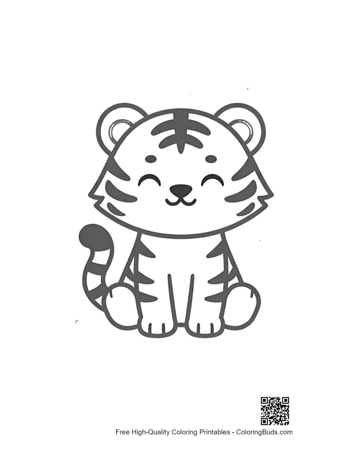Free printable Bengal tiger coloring page outline