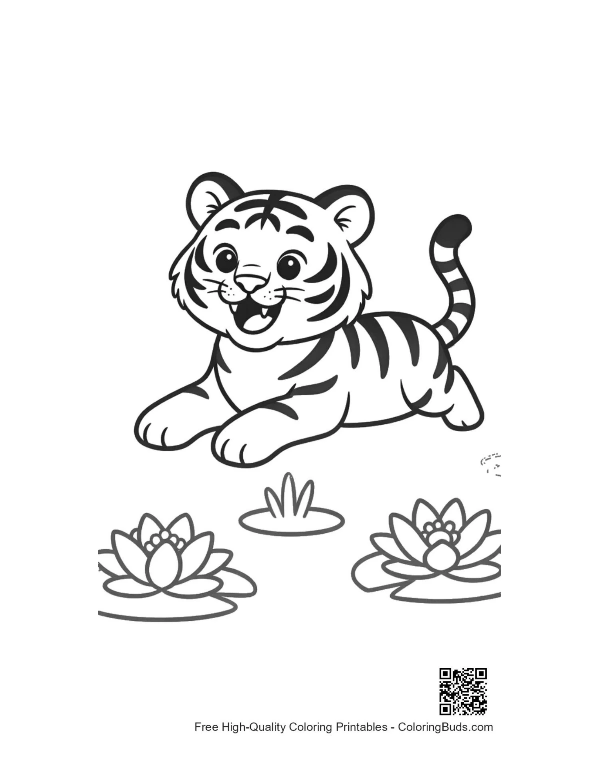 เส้นร่างพิมพ์สีเสือเบงกอลฟรี