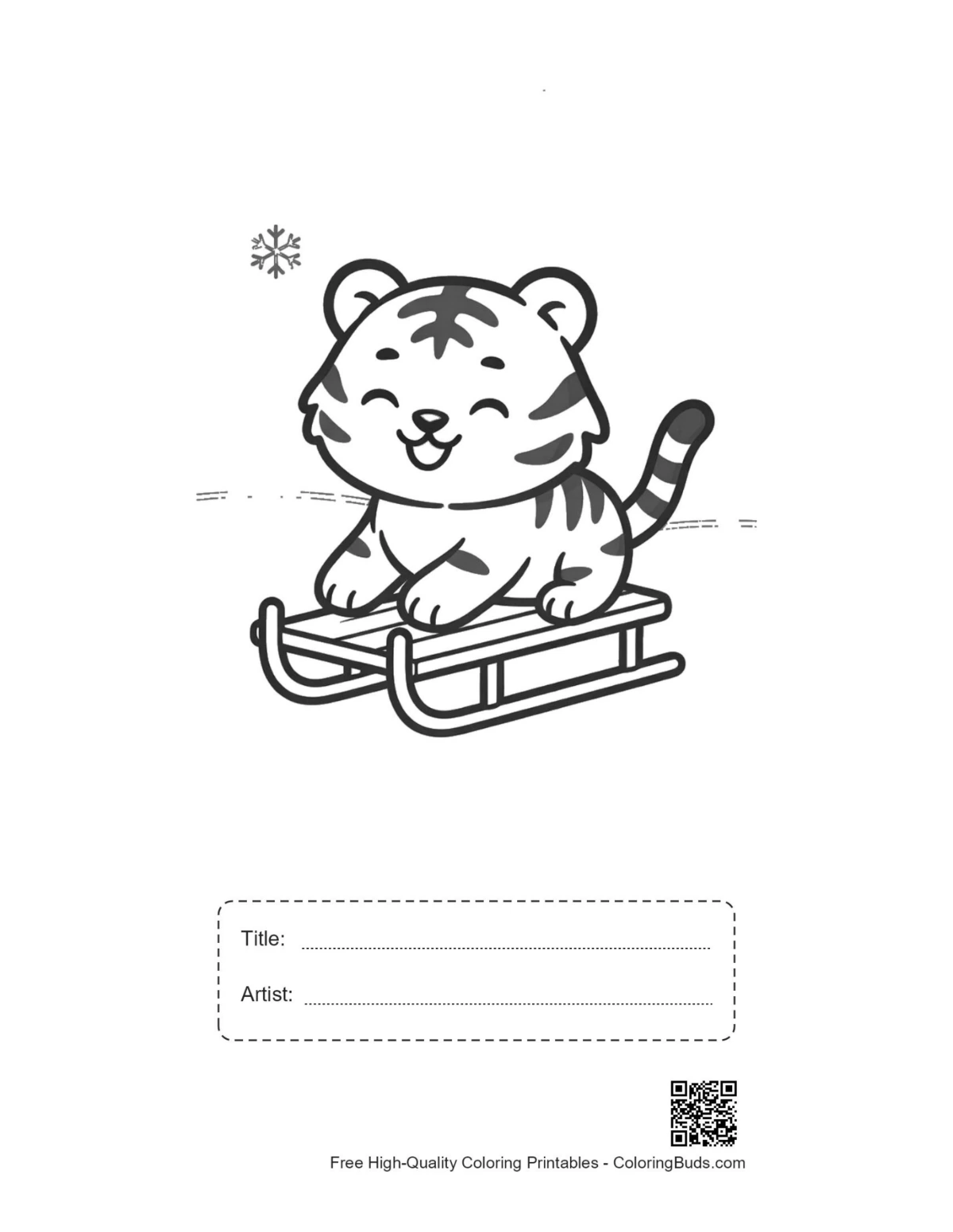 Siberian tiger cub sled printable with title artist box