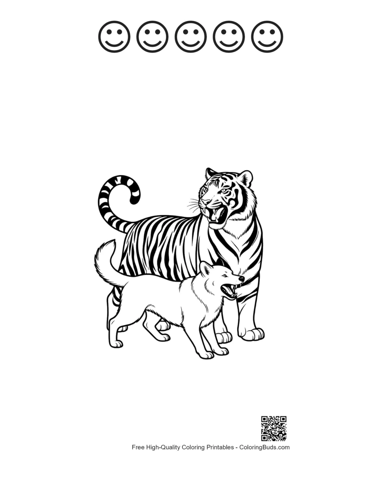 Siberian tiger printable with happy faces
